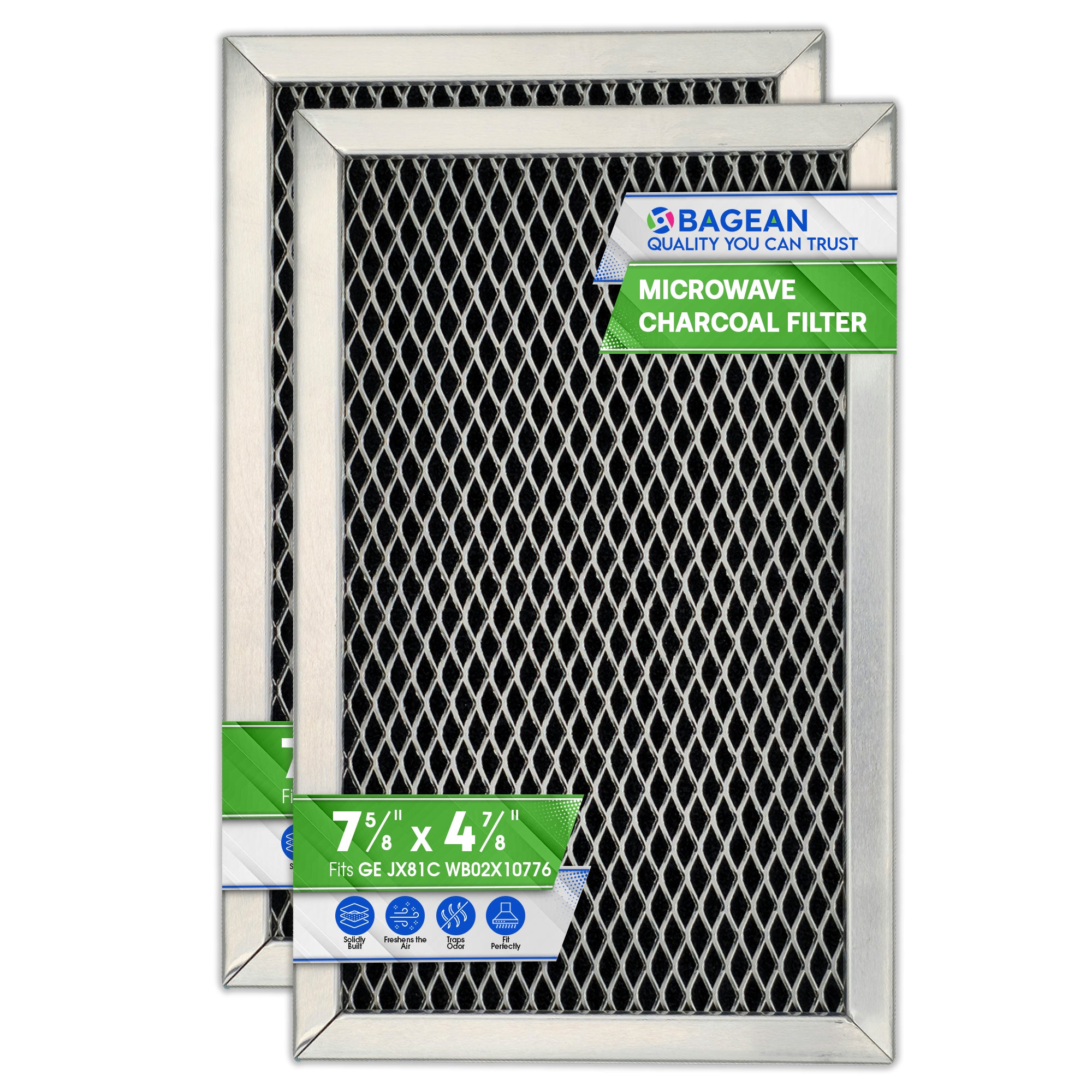 Microwave Filter Replacement 7.68" x 4.85" JX81C WB02X10776 GE Microwave Charcoal Filter - Also Fits LG Kenmore Carbon Filter - Freshens and Filters Kitchen Air in Over the Range Oven Vent Fan
