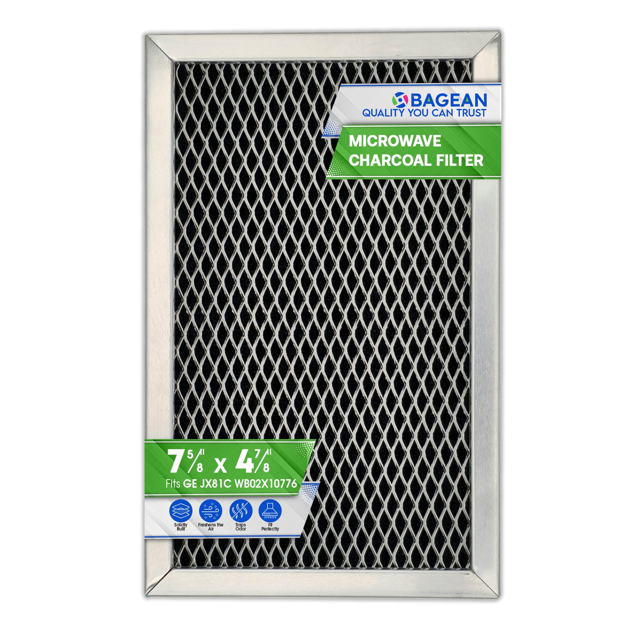 Microwave Filter Replacement 7.68" x 4.85" JX81C WB02X10776 GE Microwave Charcoal Filter - Also Fits LG Kenmore Carbon Filter - Freshens and Filters Kitchen Air in Over the Range Oven Vent Fan