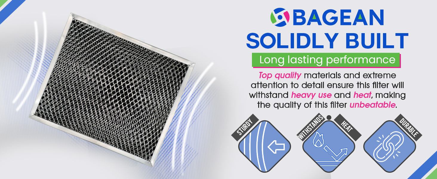 Range Hood Filter Replacement 10.5" x 8.8" for 41F 97007696 Broan Charcoal Grease Filter Combo - Ductless Hood Filter - Metal Mesh Screen Filters Grease and Carbon Freshens Kitchen Air