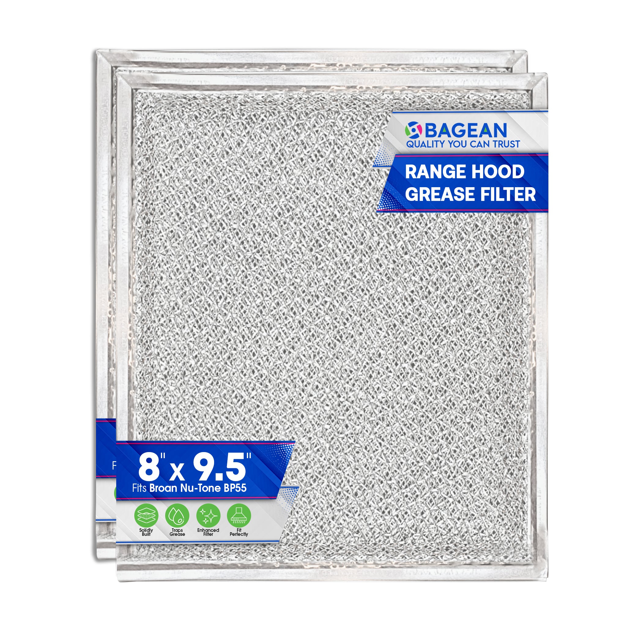 Range Hood Filter Replacement for Braun Nu-Tone BP55 Hood Grease Filter 8" x 9.5" - Aluminum Mesh screen Hood Vent Filter for Range Hood - Filters Grease Entering Kitchen Stove Overhead Vent