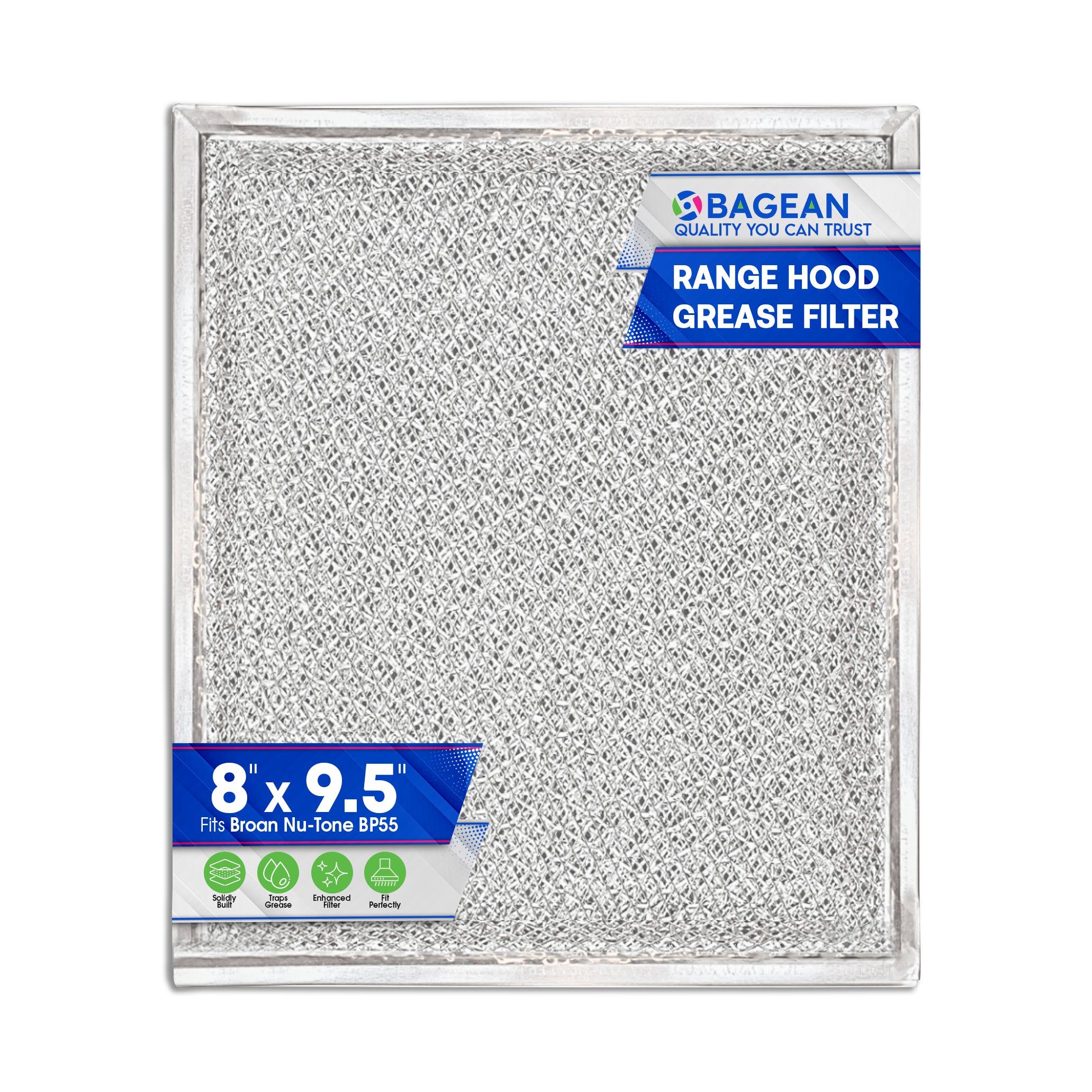 Range Hood Filter Replacement for Braun Nu-Tone BP55 Hood Grease Filter 8" x 9.5" - Aluminum Mesh screen Hood Vent Filter for Range Hood - Filters Grease Entering Kitchen Stove Overhead Vent
