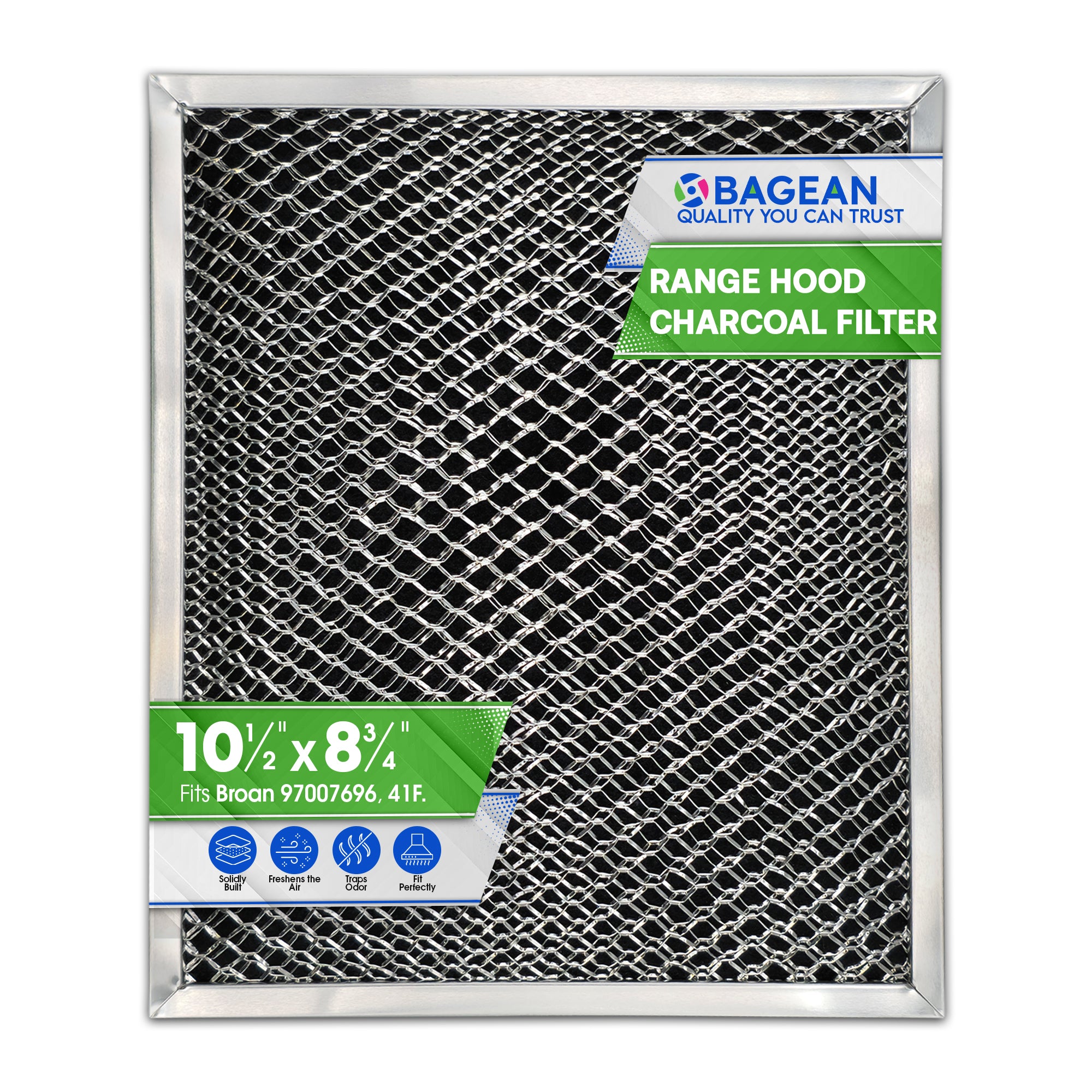 Range Hood Filter Replacement 10.5" x 8.8" for 41F 97007696 Broan Charcoal Grease Filter Combo - Ductless Hood Filter - Metal Mesh Screen Filters Grease and Carbon Freshens Kitchen Air