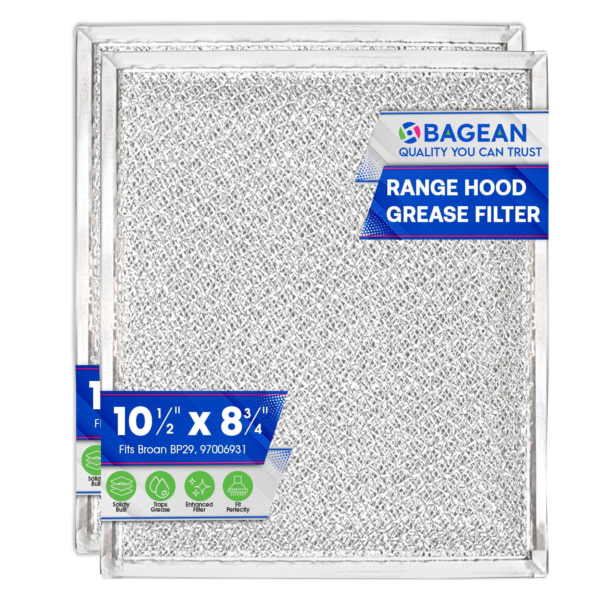 Range Hood Filter Replacement for BP29 97006931 Broan Range Hood Filter 10.5 x 8.75 Inch - Kitchen Exhaust Fan Aluminum Mesh Grease Filter for Range Hood - Filters Air in Stove Hood Vent Filter