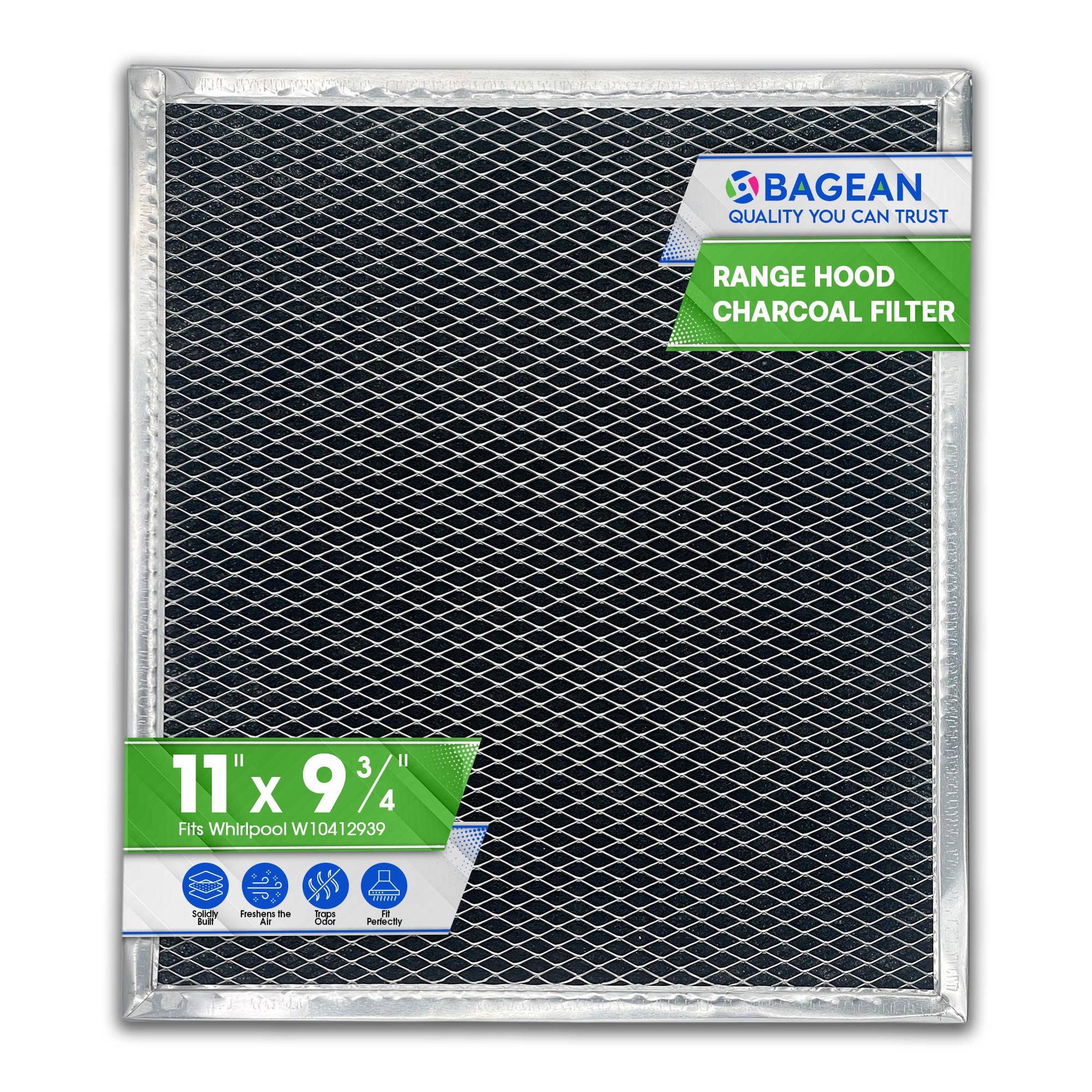 Charcoal Filter Replacement for W10412939 Whirlpool Range Hood Filter 11.02” x 9.73” - Ductless Kitchen Stove Overhead Charcoal Grease Filter Replaces Whirlpool Vent Hood Filter Carbon Filter