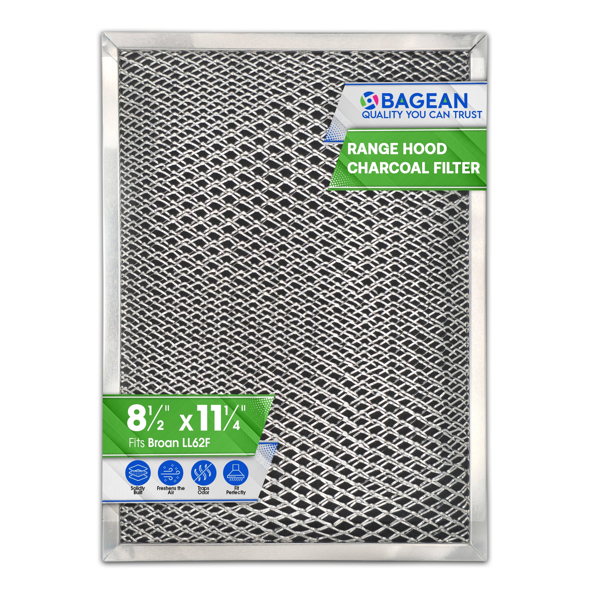 Range Hood Filter 8.50" x 11.25" for LL62F Combo Charcoal Grease Filter - Ductless Broan Range Hood Filter Replacement - Metal Mesh Screen Filters Grease and Carbon Freshens Kitchen Stove Air