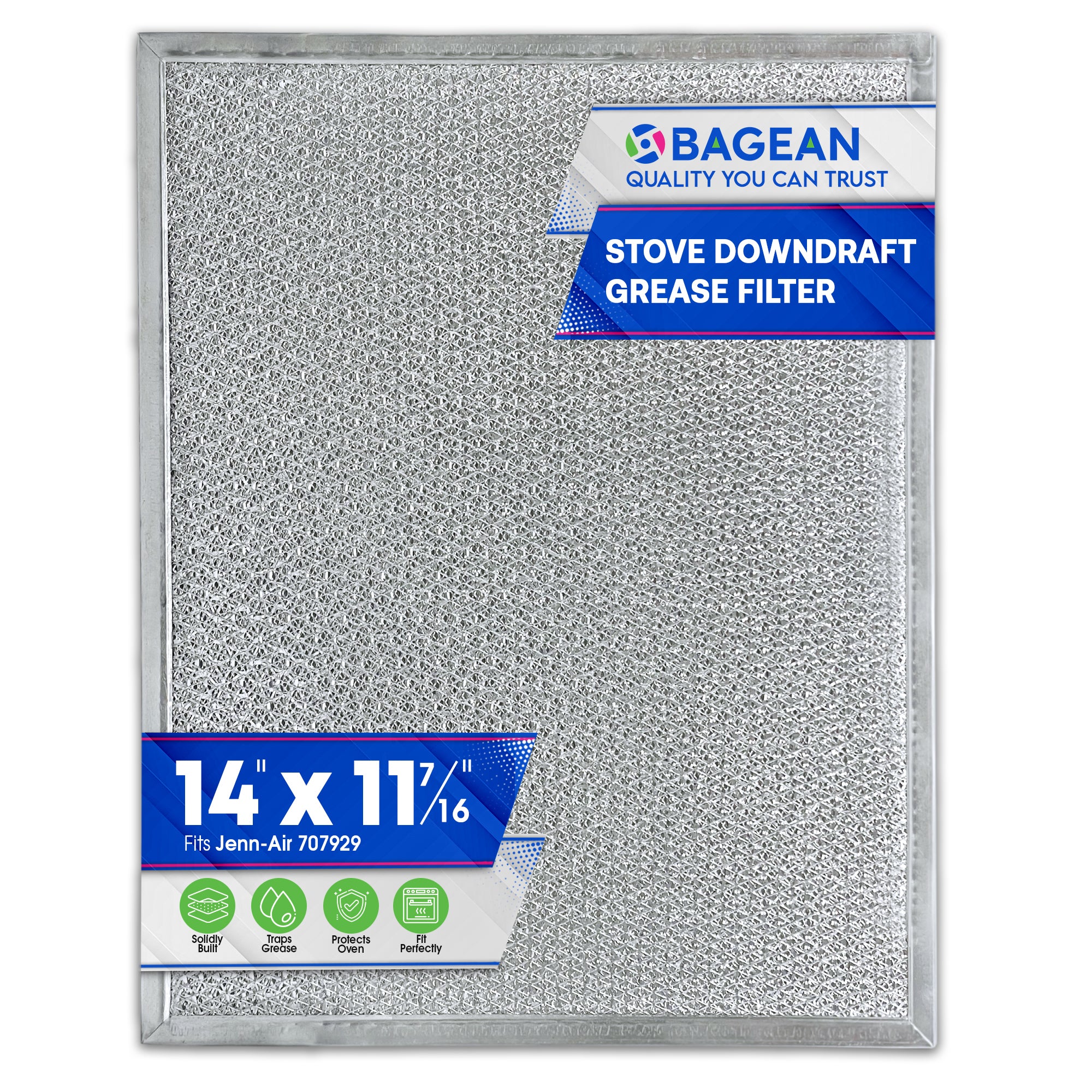 Downdraft Stovetop Filter Replacement for 707929 Jenn Air Filter Downdraft 14” x 11.4”- Grease Screen for Cooktop Fits Into Downdraft Jenair Stove Filter Vents - Blocks Grease Protecting the Oven
