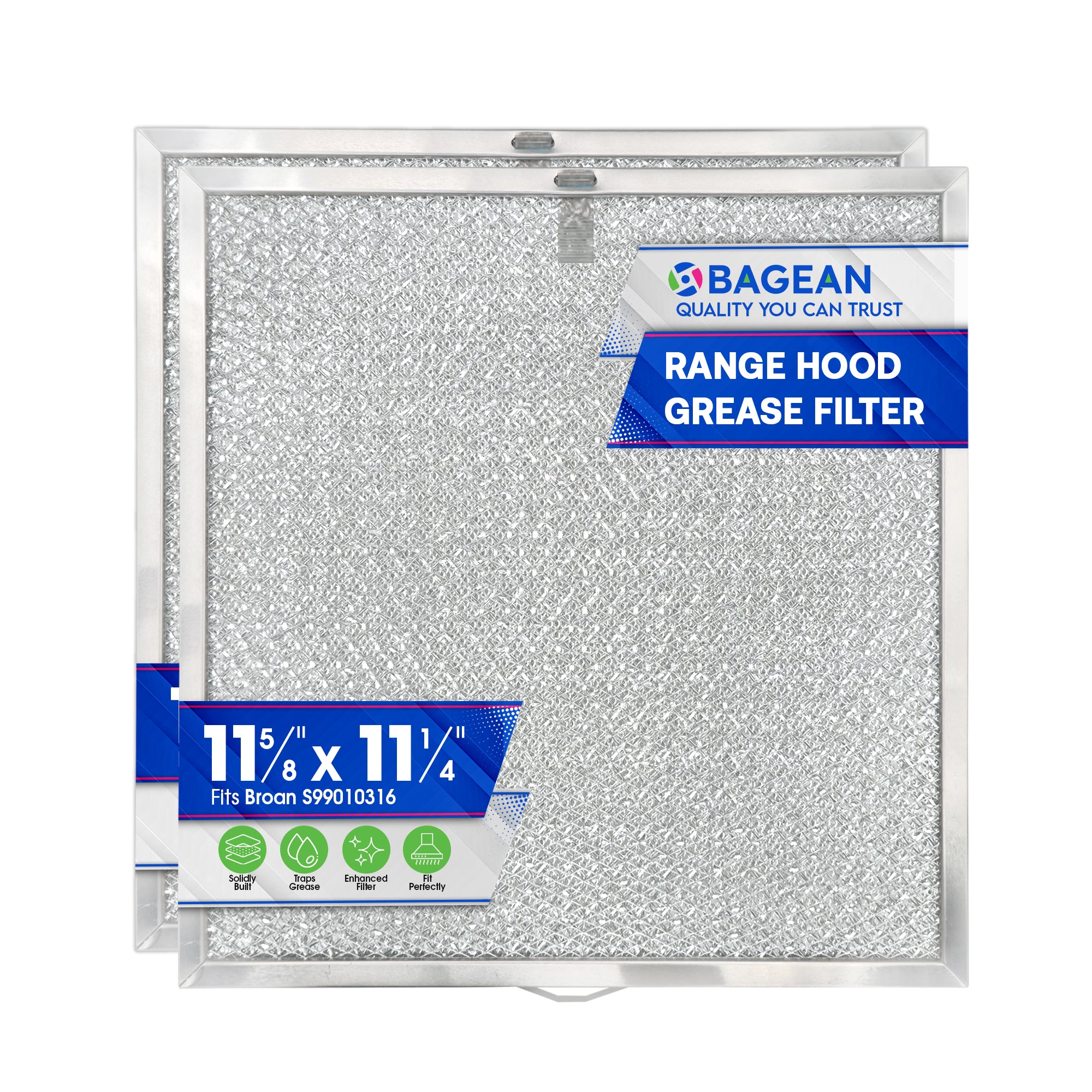 Range Hood Filter Replacement 11.60” x 11.22” Fits BPQTAF S99010316 Range Hood Filter - Aluminum Mesh Hood Vent Filter - Filters Air Entering Kitchen Stove Overhead Exhaust Fan Vent