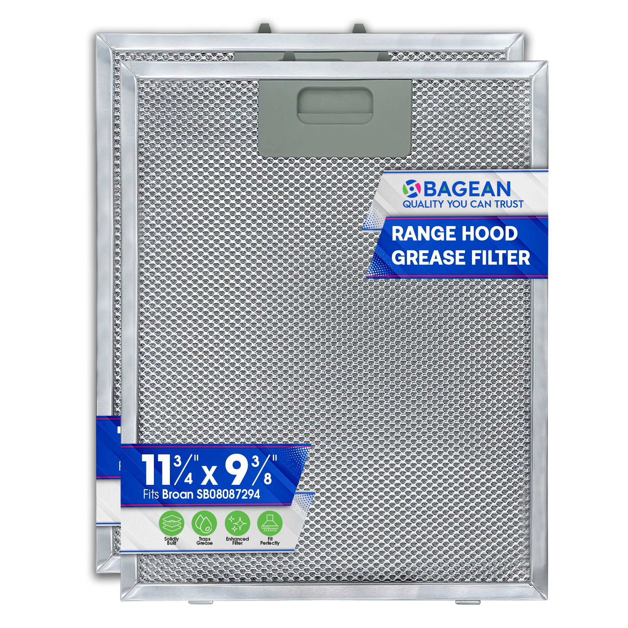 Range Hood Filter Replacement for SB08087294 11.75” x 9.40” Broan Range Hood Filter - Kitchen Exhaust Fan Aluminum Grease Filter for Range Hood - Filters Air Entering Stove Hood Vent Filter