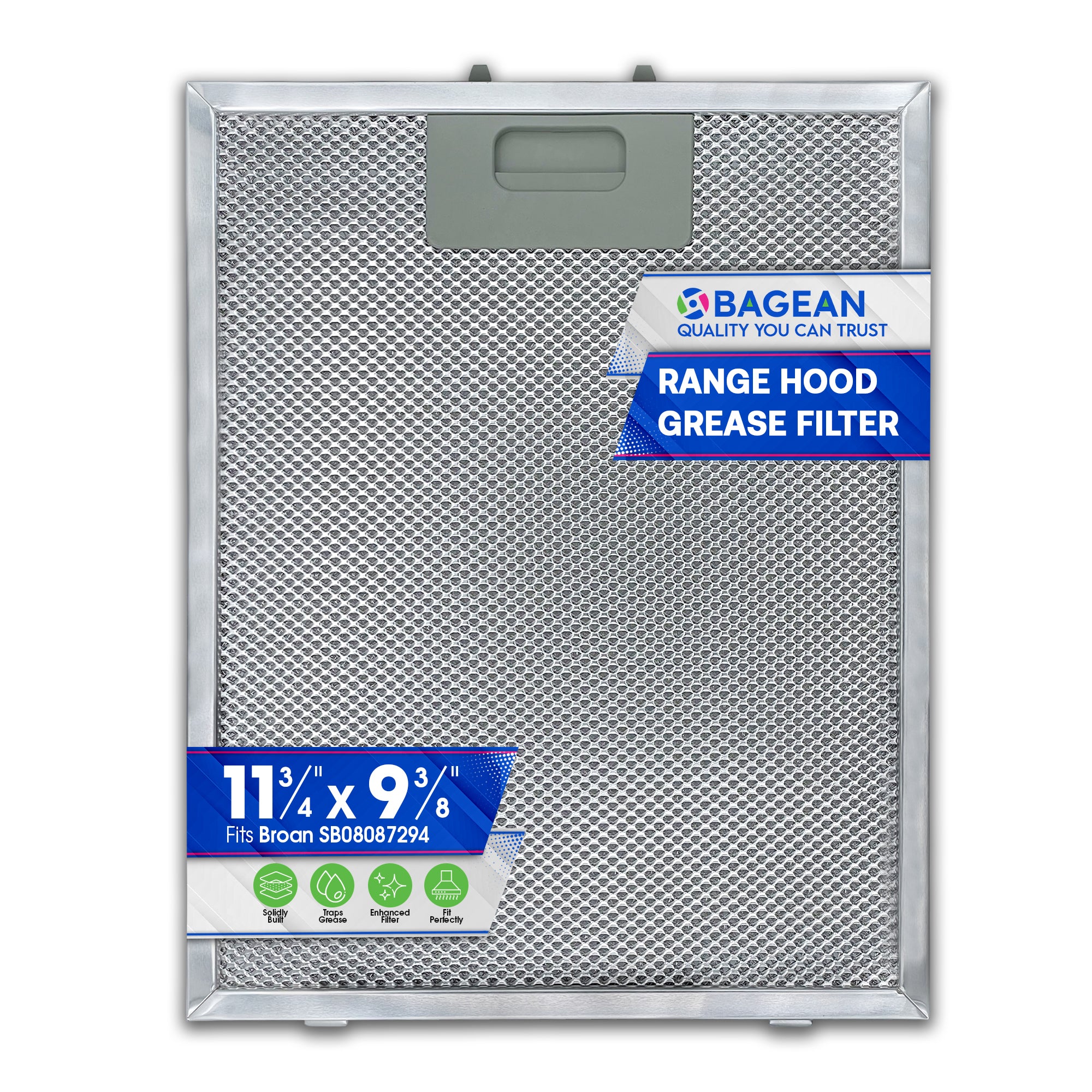 Range Hood Filter Replacement for SB08087294 11.75” x 9.40” Broan Range Hood Filter - Kitchen Exhaust Fan Aluminum Grease Filter for Range Hood - Filters Air Entering Stove Hood Vent Filter