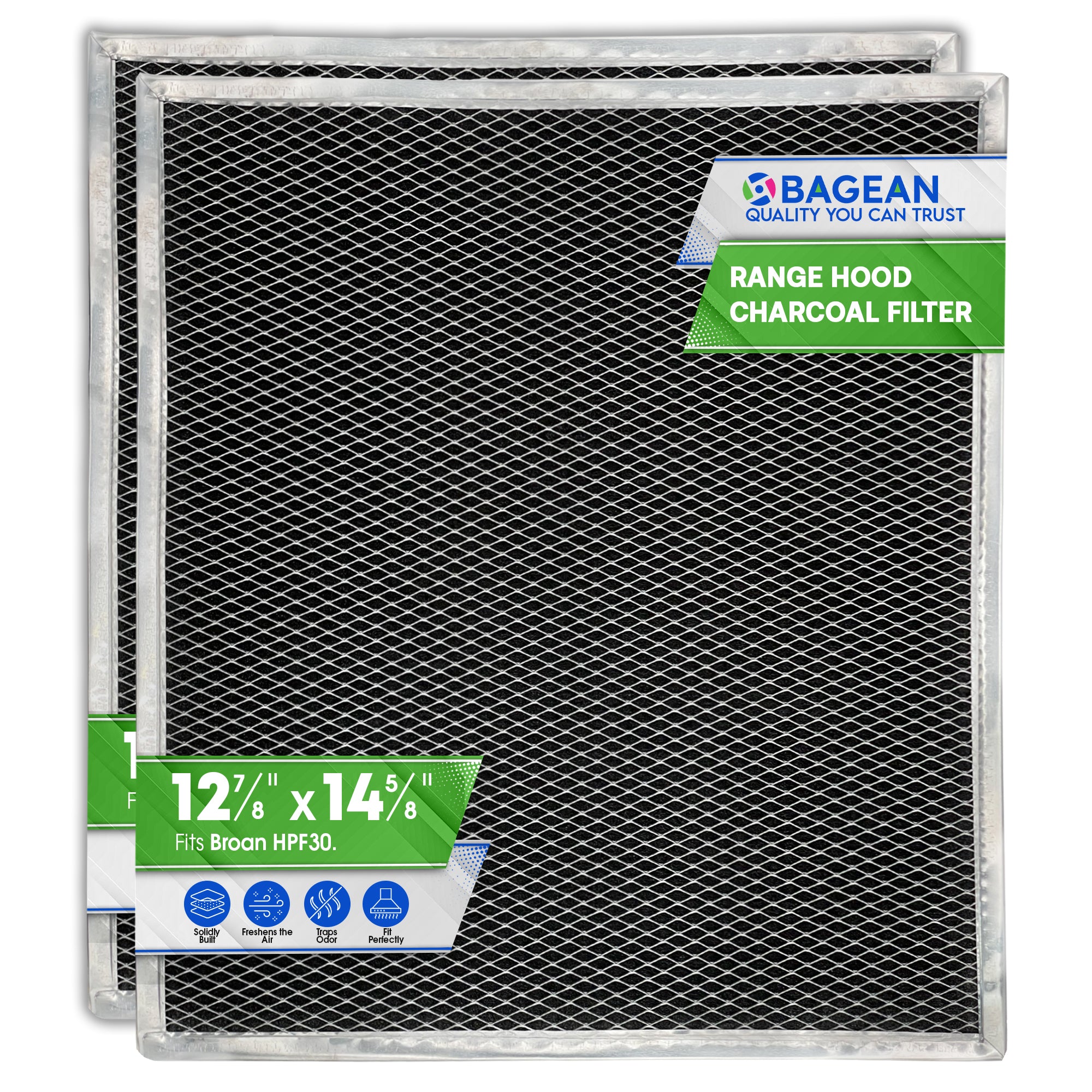 Charcoal Filter Replacement Fits 12.90" x 14.65" HPF30 97020466 Broan range hood filter - Carbon Hood Vent Filter for Ductless Exhaust Fan - Filters and Freshens Kitchen Air Over the Oven