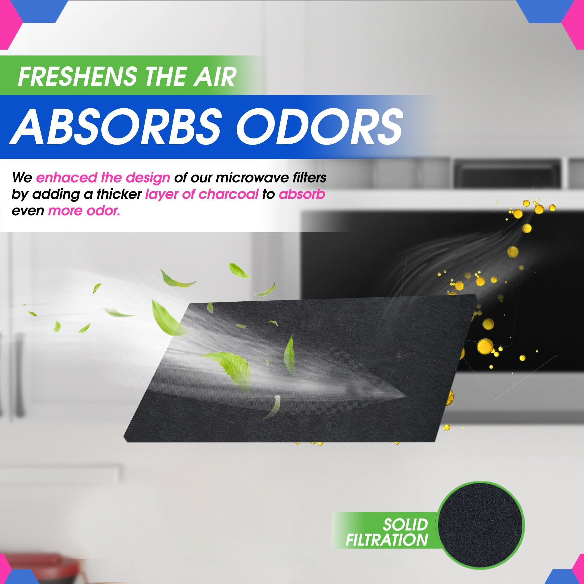 Cut-to-Fit Microwave Filter Replacement - 18” x 15” Activated Carbon Filter Fits Samsung GE LG Frigidaire Whirlpool and More - Charcoal Oven Vent Filters Removes Odors and Freshen Air