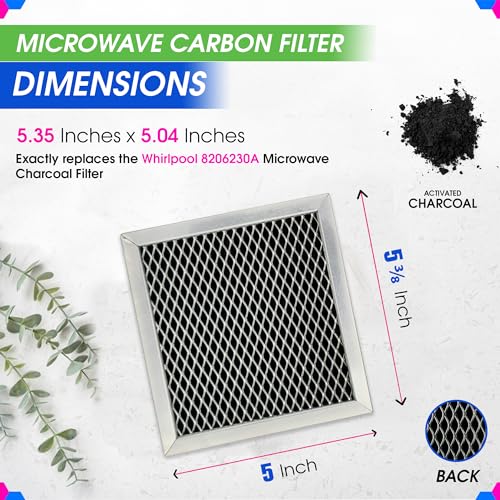 Microwave Charcoal Filter 5.35” x 5.03” for 8206230A Maytag and Whirlpool Microwave Filter Replacement - Carbon Filter Freshens and Filters Kitchen Air in Over the Range Oven Vent Fan