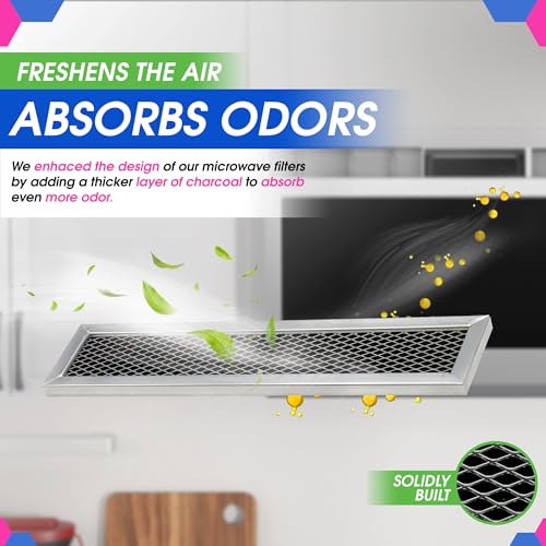 Microwave Filter Replacement 10.28" x 2.36" for GE JX81L WB02X11550 Frigidaire 5304464577 Microwave Charcoal Carbon Filter - Freshens and Filters Kitchen Air in Over the Range Oven Vent Fan