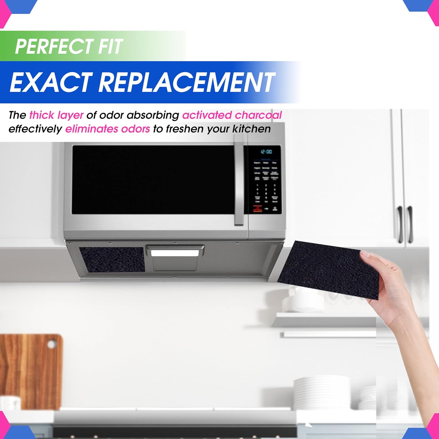 Microwave Vent Filter 10.3" x 7.1" Fits Whirlpool Kitchen Aid KMLS311HSS1 WML75011HZ1 - Whirlpool Microwave Filter Replacement Sheet - Activated Charcoal Filters Removes Odors and Freshens the Air