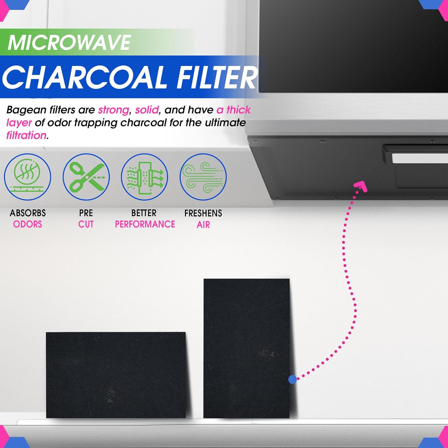 Microwave Vent Filter 10.3" x 7.1" Fits Whirlpool Kitchen Aid KMLS311HSS1 WML75011HZ1 - Whirlpool Microwave Filter Replacement Sheet - Activated Charcoal Filters Removes Odors and Freshens the Air
