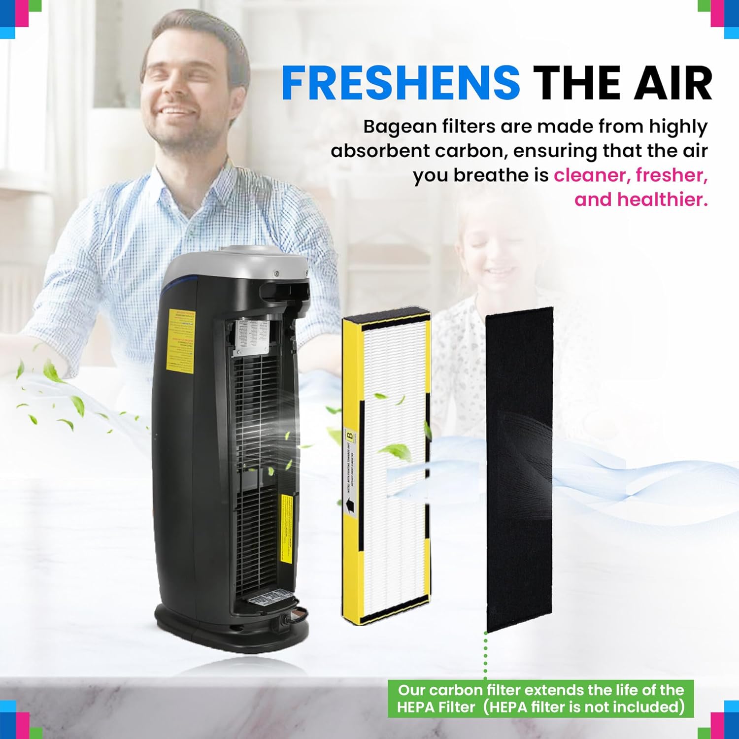 Carbon Pre Filter For HEPA Filter B 15.55" x 4.5" Compatible with GermGuardian AC4900 AC4825 AC4300 CDAP4500 Models GermGuardian Air Purifier Filter Replacement Freshens the Air