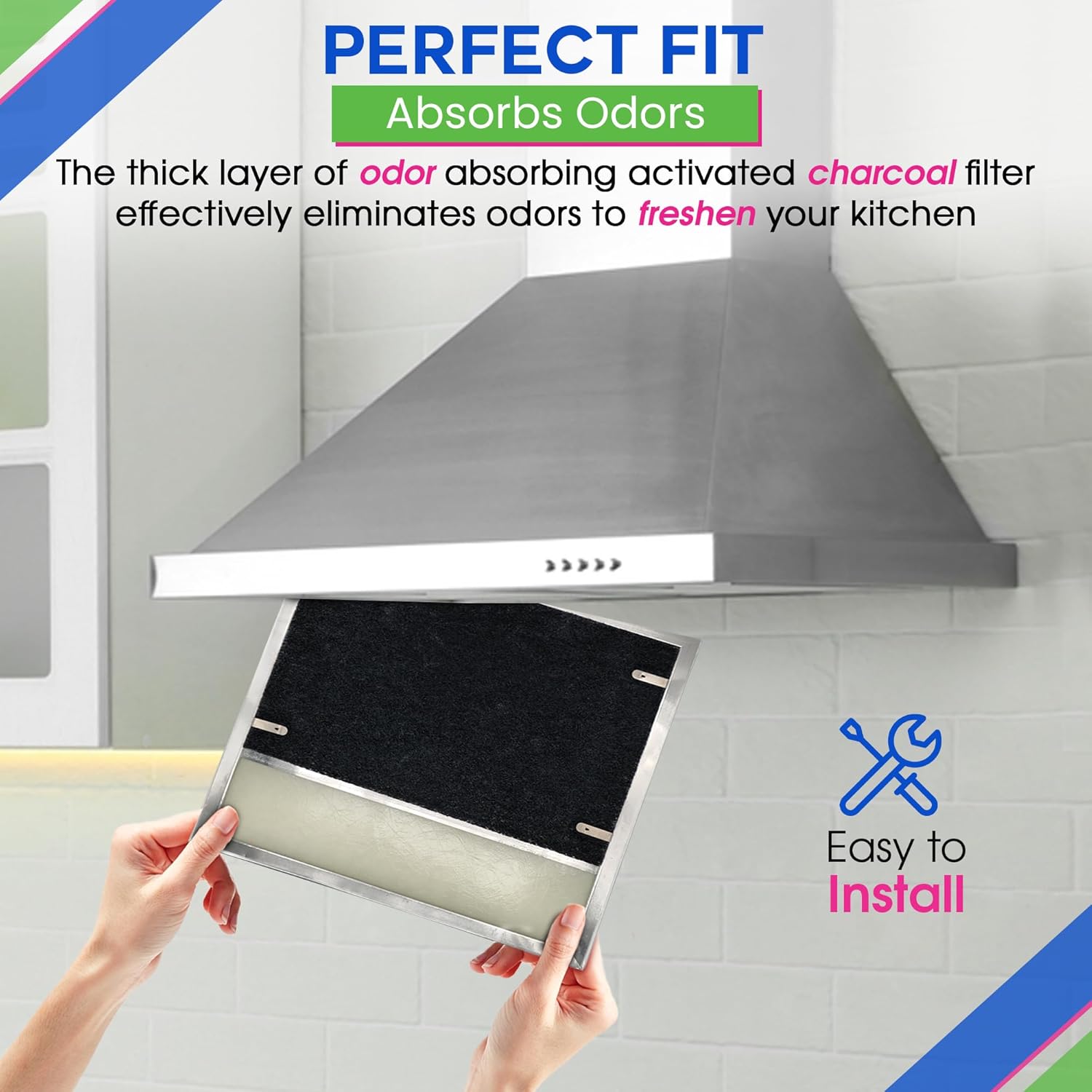 Range Hood Charcoal Filter 7.75” x 10.5” - Fits Broan and Nutone BP58 For 43000 Series Range Hoods - Broan Range Hood Filter Replacement - Carbon Stove Vent Fan Filters Removes Kitchen Odors