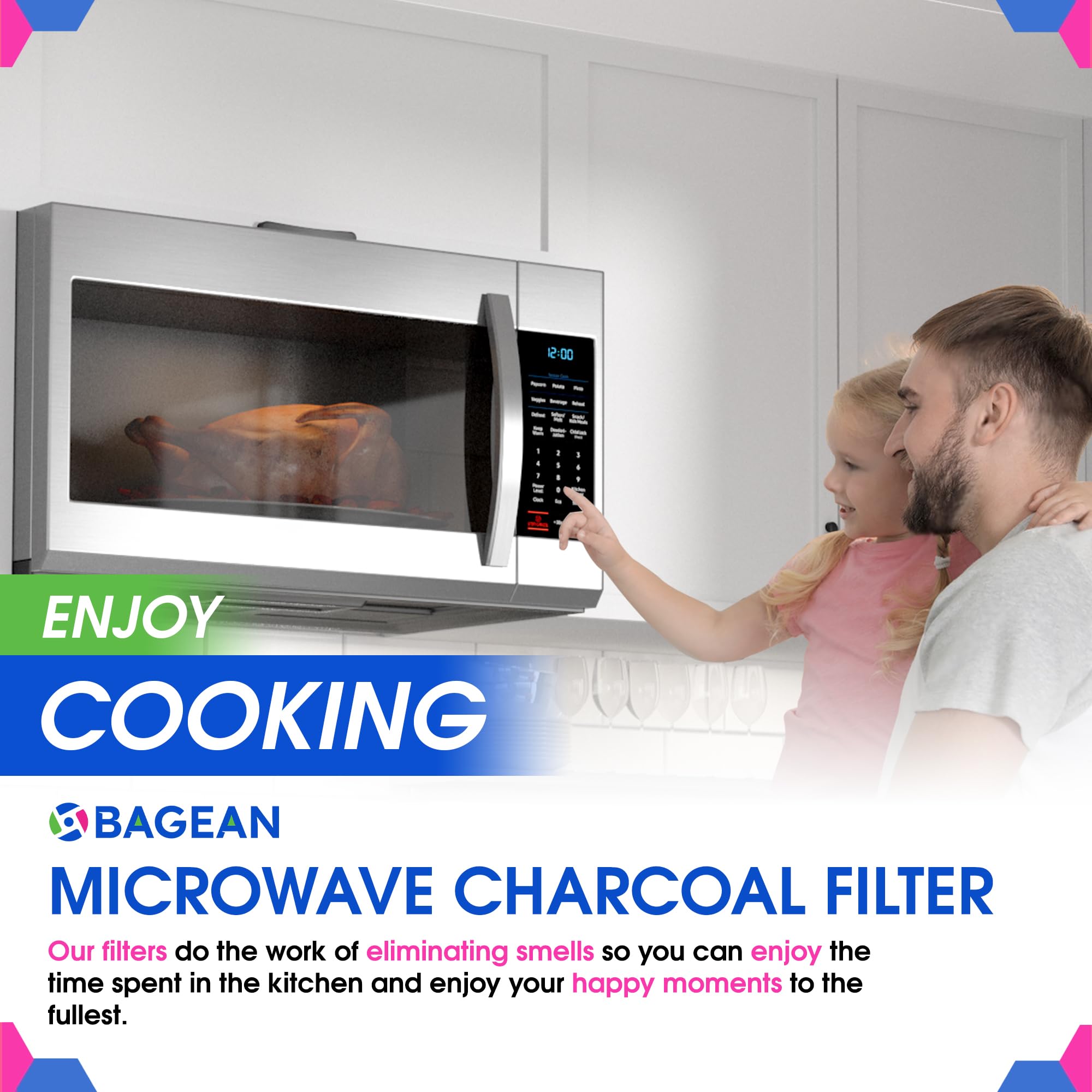Microwave Charcoal Filter 8.7” x 6.23”- JX81B WB02X10733 GE Microwave Filter Replacement- Carbon Charcoal Filter for Microwave Filters Kitchen Air - Microwave Hood Vent Filter Absorbs Odors