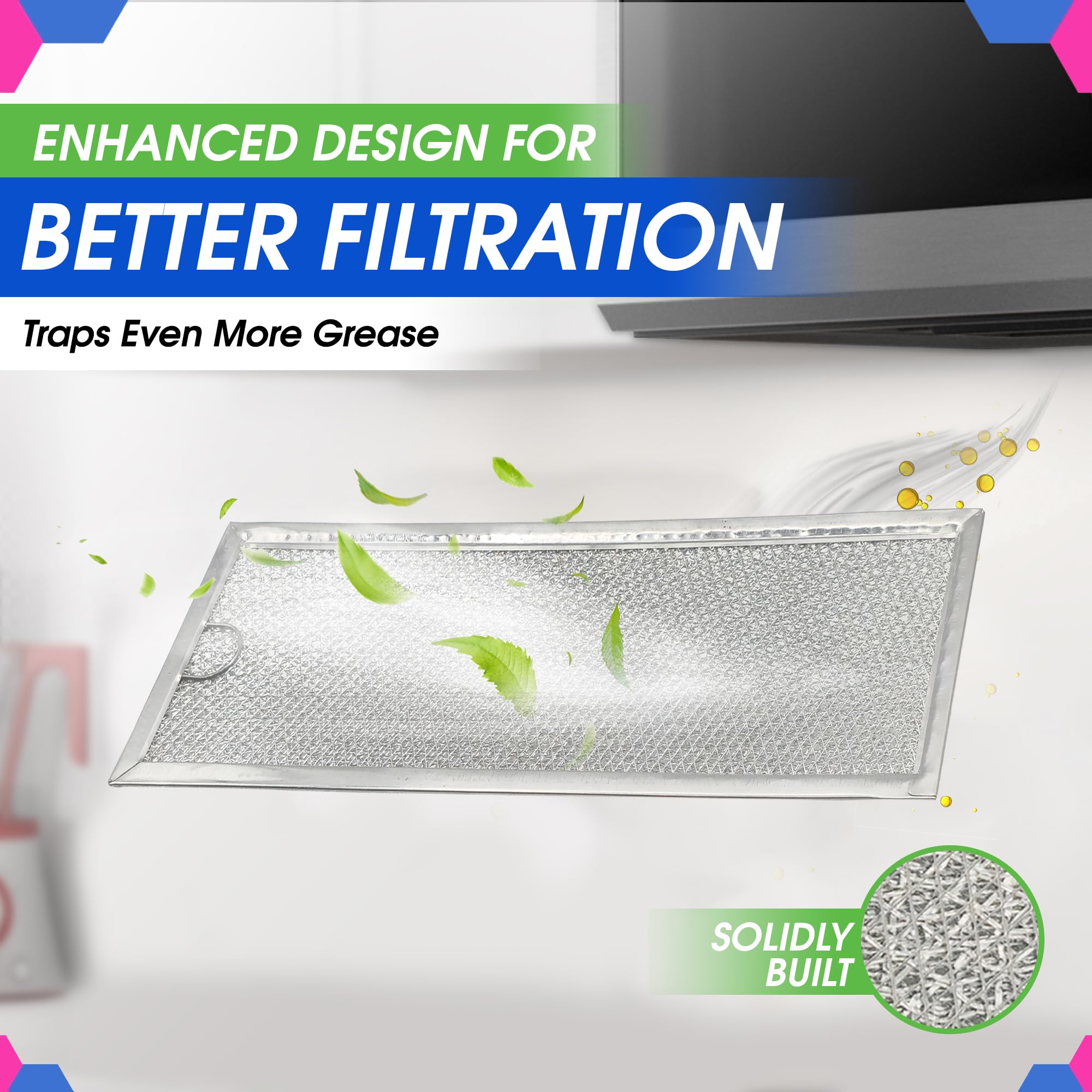 Microwave Grease Filter Replacement for GE WB06X10288 13" x 4.7" Microwave Vent Filter - Aluminum Mesh GE Microwave Filter Replacement - Filters Grease from Over The Range Microwave Oven