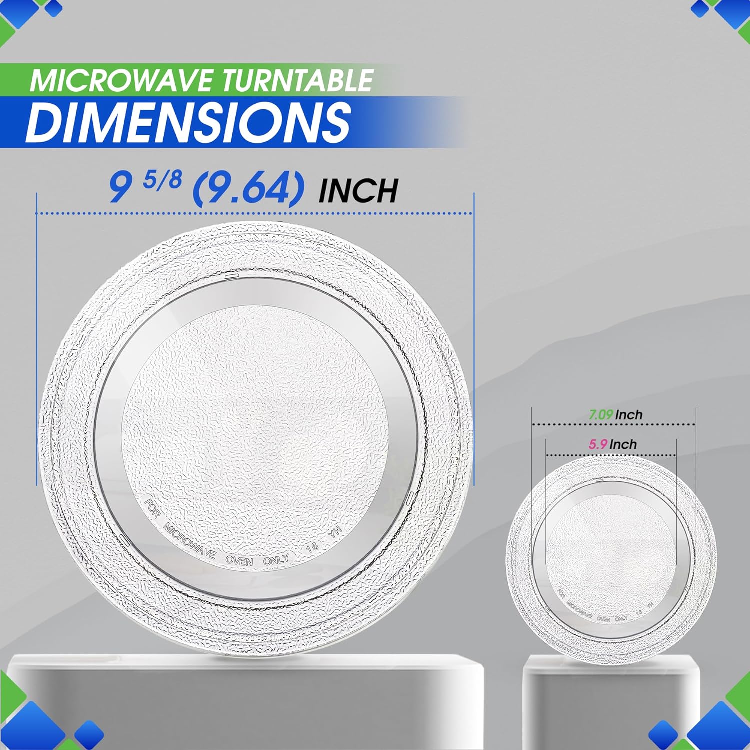 Microwave Plate Replacement 9.6 Inch for Small Microwave Oven Turntable Plate - LG Replacement Microwave Glass Plate Fits Many Brands Plates - Rotating Dish Tray For Better Reheating and Cooking