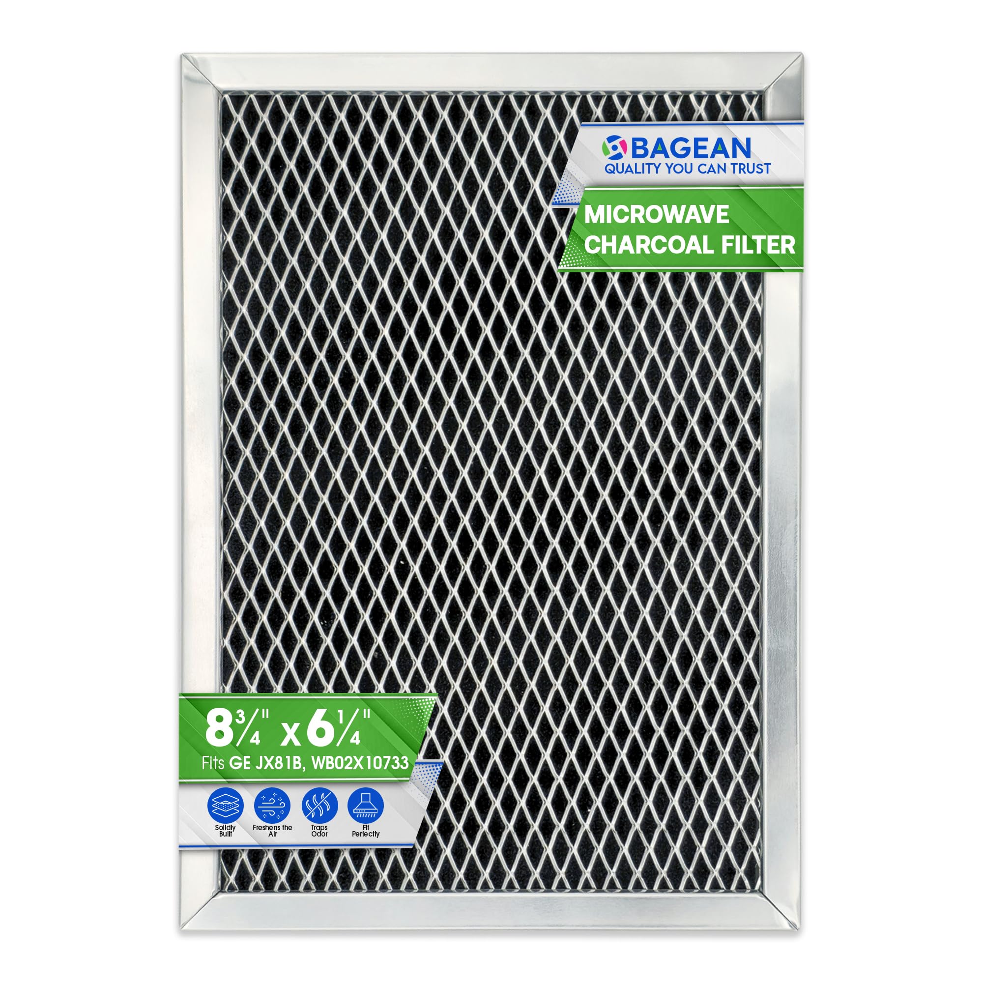 Microwave Charcoal Filter 8.7” x 6.23”- JX81B WB02X10733 GE Microwave Filter Replacement- Carbon Charcoal Filter for Microwave Filters Kitchen Air - Microwave Hood Vent Filter Absorbs Odors