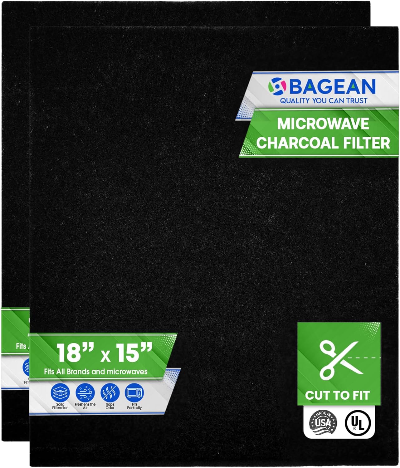 Cut-to-Fit Microwave Filter Replacement - 18” x 15” Activated Carbon Filter Fits Samsung GE LG Frigidaire Whirlpool and More - Charcoal Oven Vent Filters Removes Odors and Freshen Air