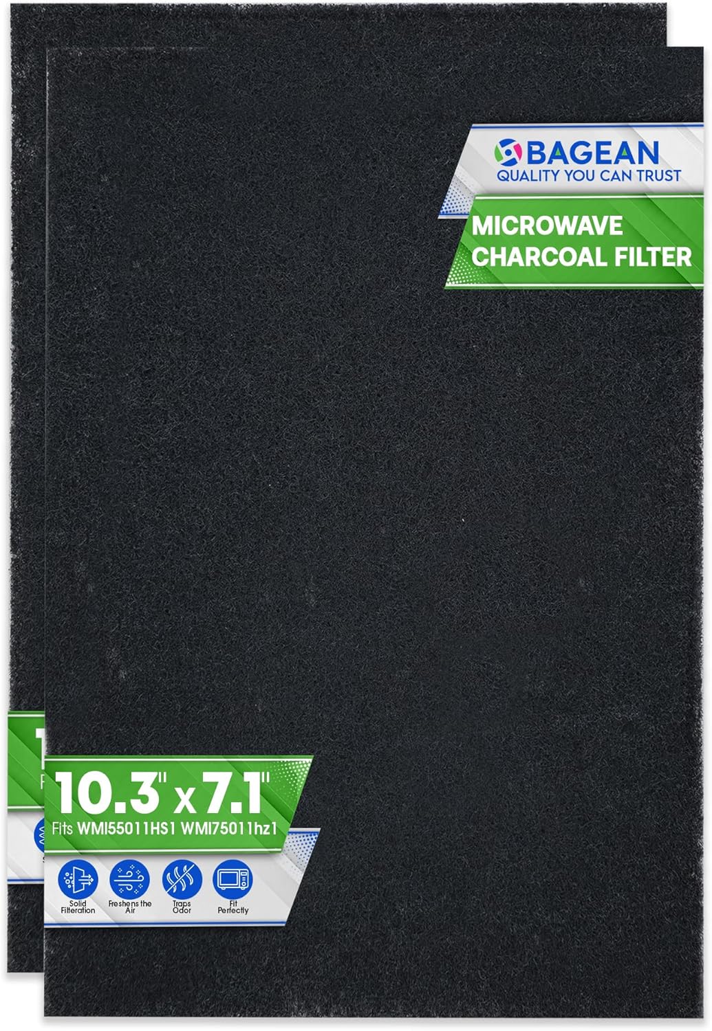 Microwave Vent Filter 10.3" x 7.1" Fits Whirlpool Kitchen Aid KMLS311HSS1 WML75011HZ1 - Whirlpool Microwave Filter Replacement Sheet - Activated Charcoal Filters Removes Odors and Freshens the Air
