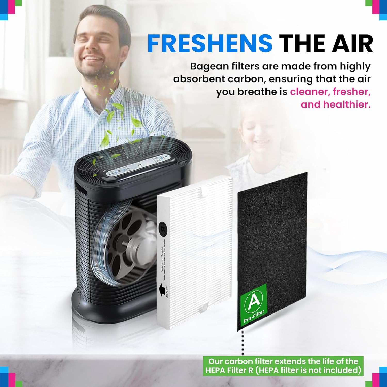 Carbon Pre Filter A Filters for Air Purifiers - Compatible with Honeywell HPA100 Series - Fits Honeywell Air Purifier Filter Replacement - PreFilter A Air Filters remove odors and freshen the Air