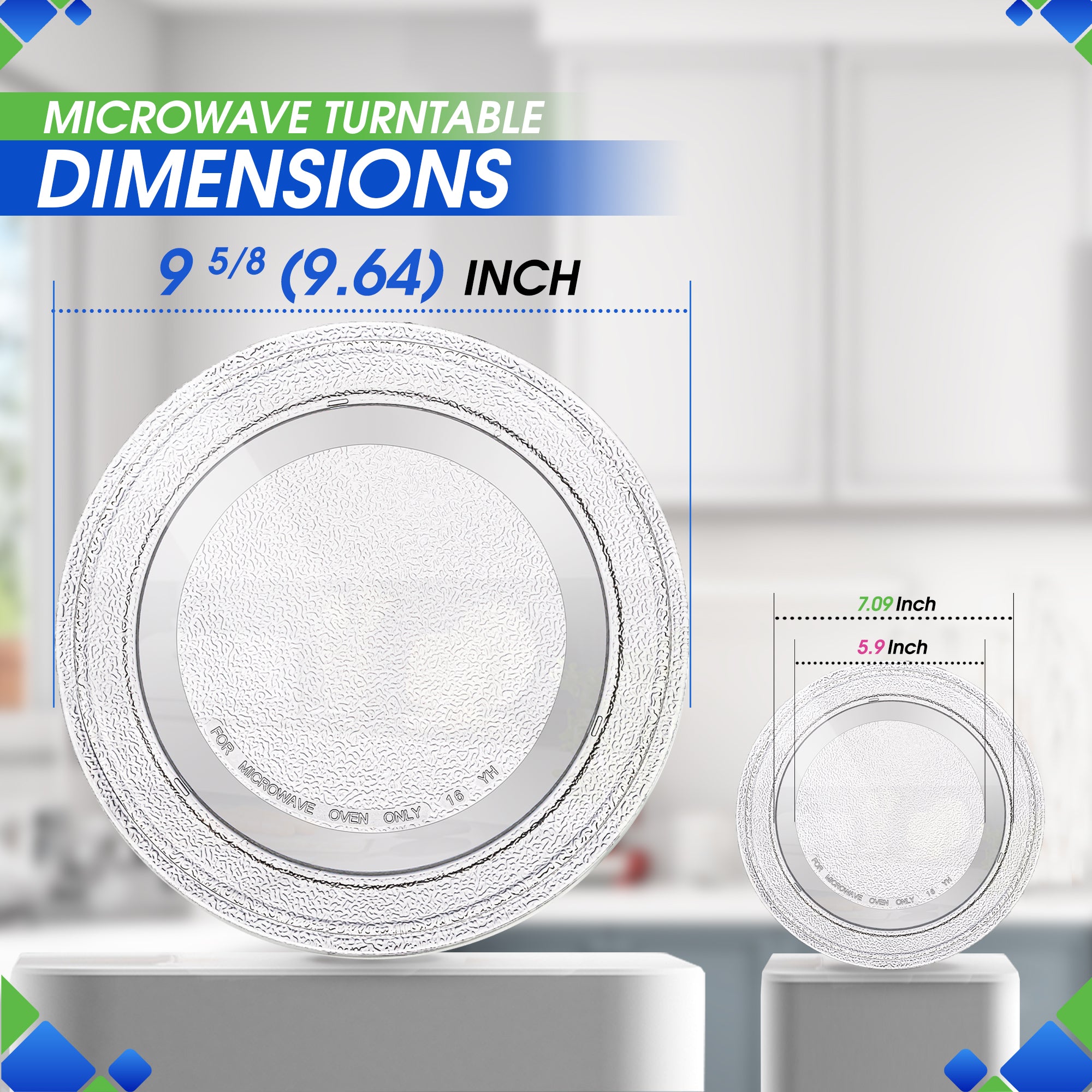 Small Microwave Plate Replacement 9.6 Inch Fits Microwave Glass Turntable From Many Brands - Perfect Fit Oven Microwave Plates Cooking Tray Replaces the Microwave Turntable Plate Round Dish 9 5/8”