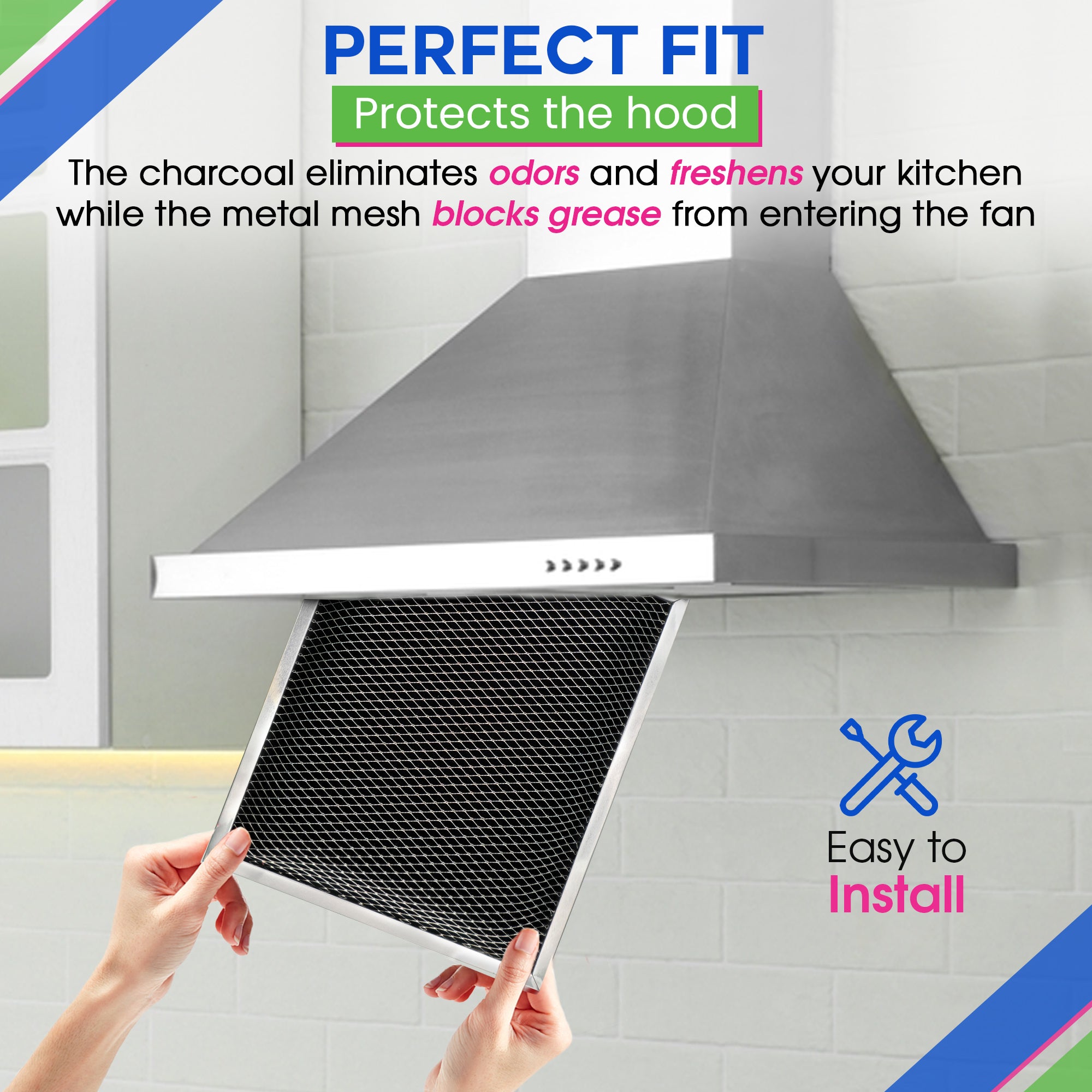 Range Hood Filter Replacement for 8.78” x 10.48” W10355450 Charcoal Whirlpool vent hood filter - Carbon Filter for Exhaust Fan - Filters Kitchen Odors for Ductless Vent Hoods