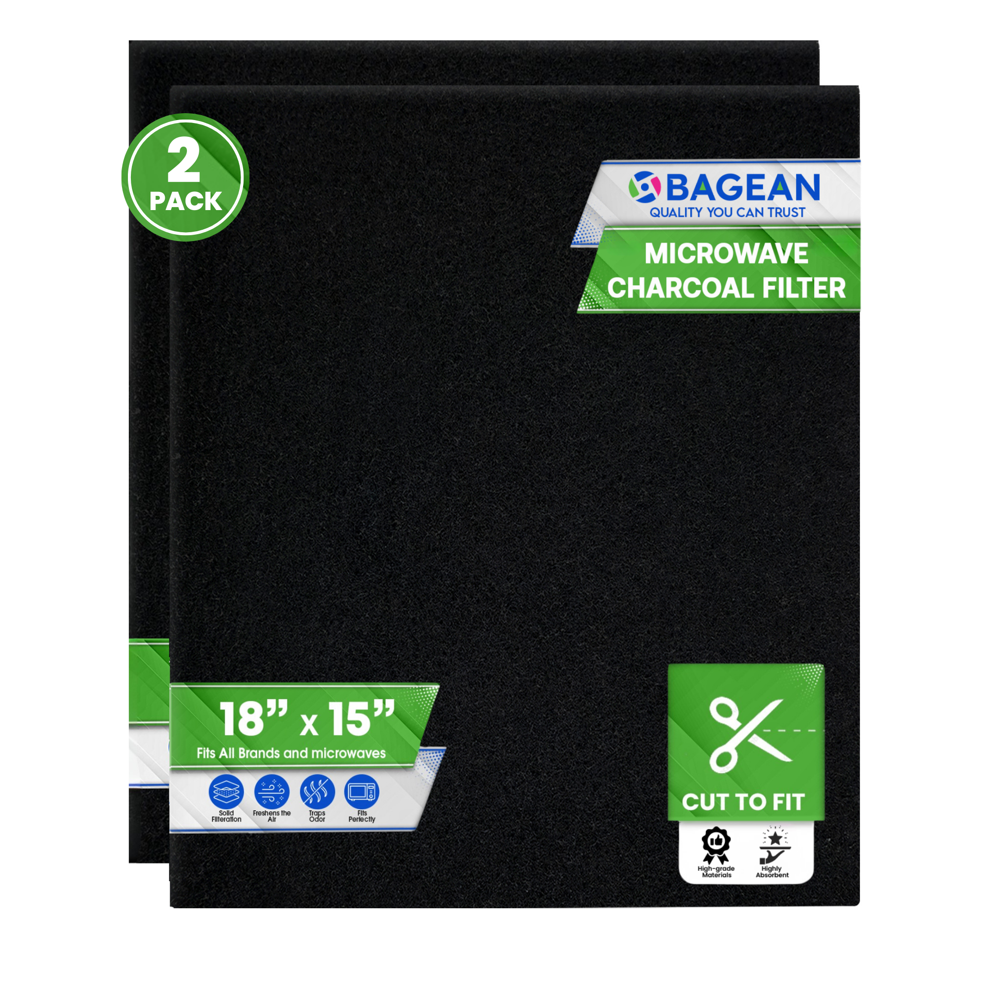 Cut-to-Fit Microwave Filter Replacement - 18” x 15” Activated Carbon Filter Fits Samsung GE LG Frigidaire Whirlpool and More - Charcoal Oven Vent Filters Removes Odors and Freshen Air