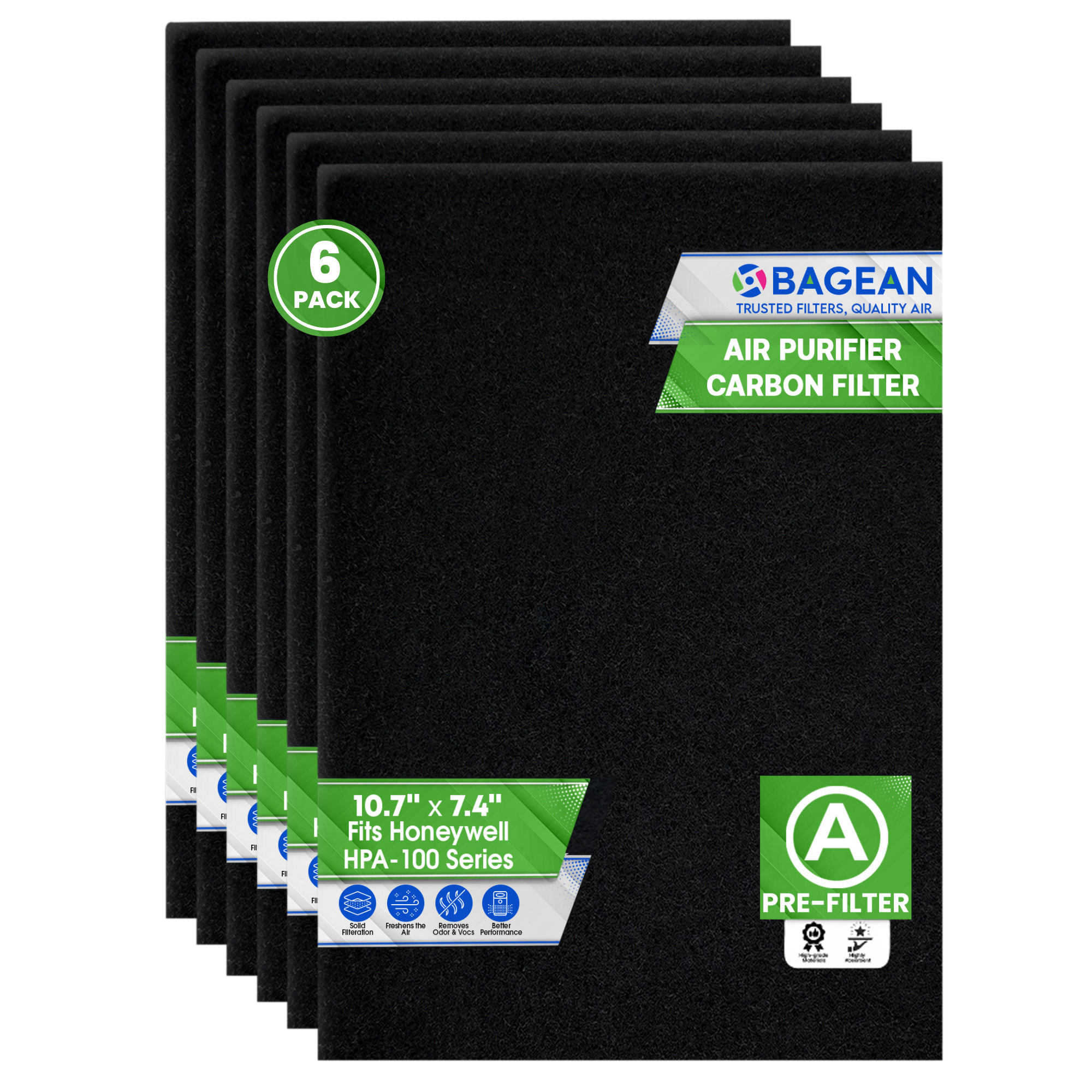 Carbon Pre Filter A Filters for Air Purifiers - Compatible with Honeywell HPA100 Series - Fits Honeywell Air Purifier Filter Replacement - PreFilter A Air Filters remove odors and freshen the Air