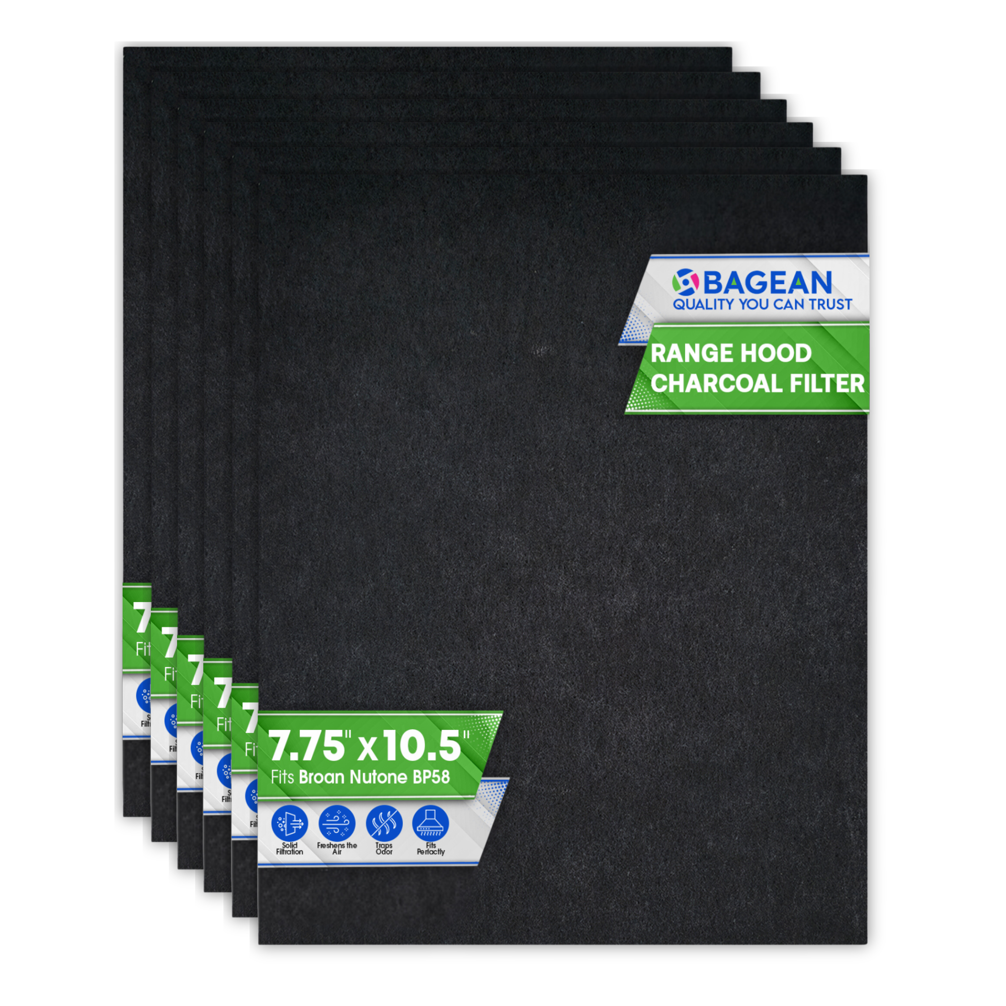 Range Hood Charcoal Filter 7.75” x 10.5” - Fits Broan and Nutone BP58 For 43000 Series Range Hoods - Broan Range Hood Filter Replacement - Carbon Stove Vent Fan Filters Removes Kitchen Odors