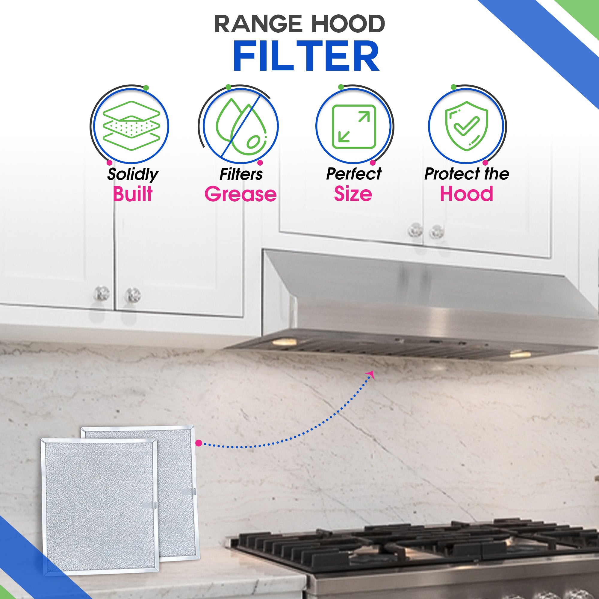 Range Hood Filter Replacement for 9.87 x 11.62 Inch 97007894 Broan Range Hood Filter and Nutone Kitchen Exhaust Fan Filter - Hood Vent Filter for Range Hood Filters Grease From Stove Overhead