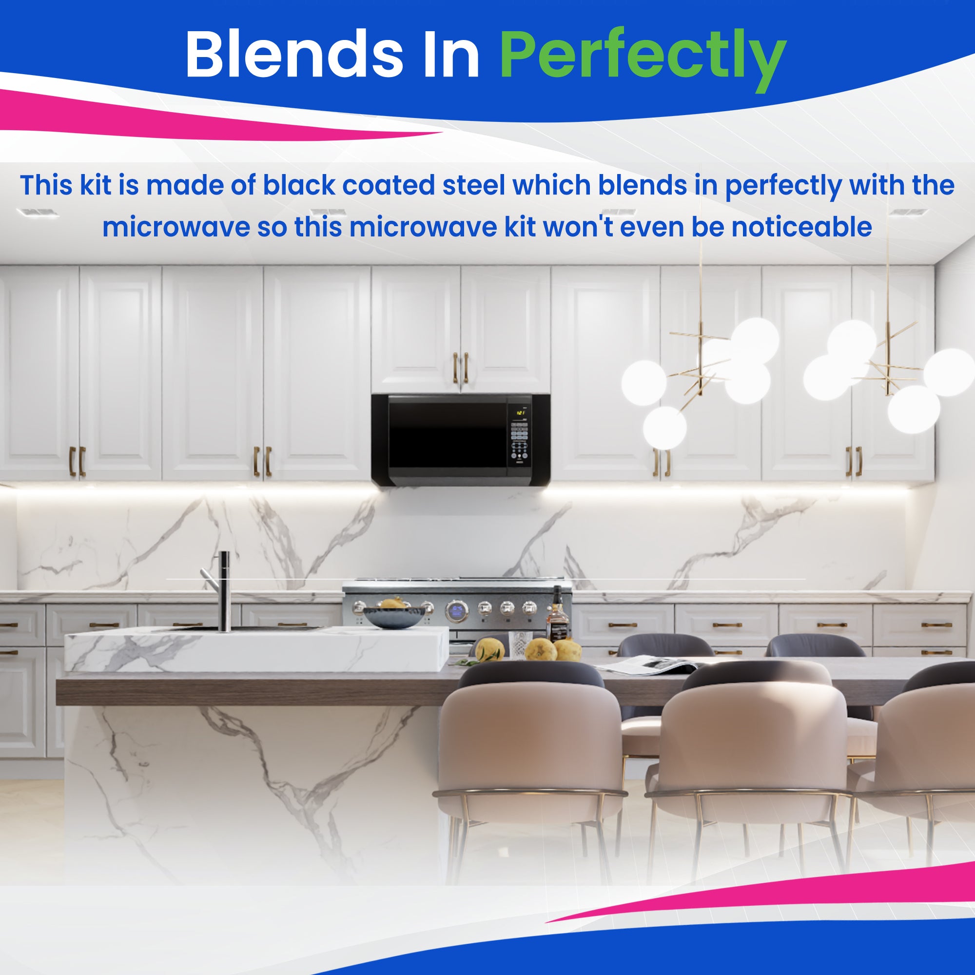 Microwave Filler Kit 2.95”W Black Microwave Trim Kit Replaces Whirlpool W10164739 - Universal Microwave Trim Kit Fits Most Brands - Fills Over The Range Oven Cabinet Gap - 10.75”D x 17.25”H