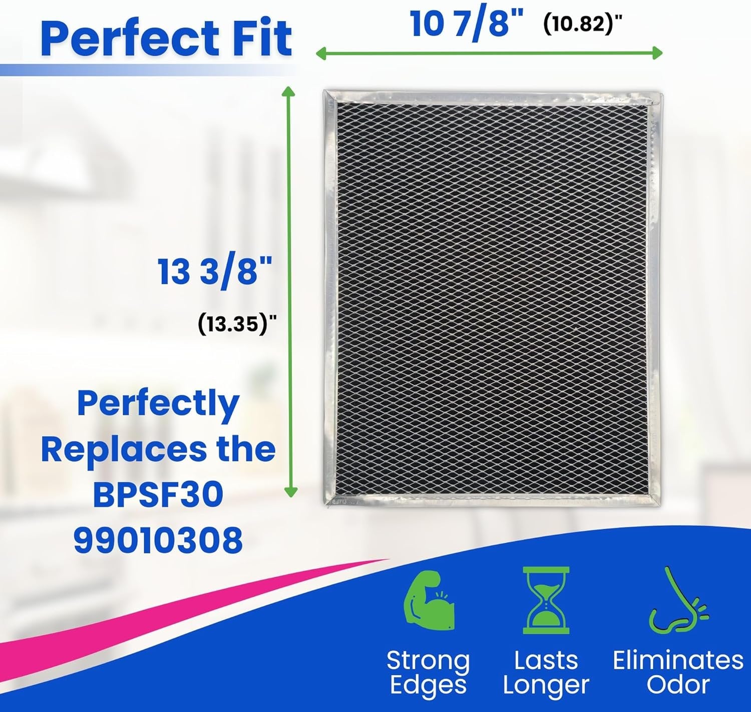 Range Hood Charcoal Filter for 10.81” x 13.31” BPSF30 99010308 Broan Range Hood Filter Replacement - Carbon Ductless Exhaust Hood Filter - Filters and Freshens the Kitchen Air Over the Oven