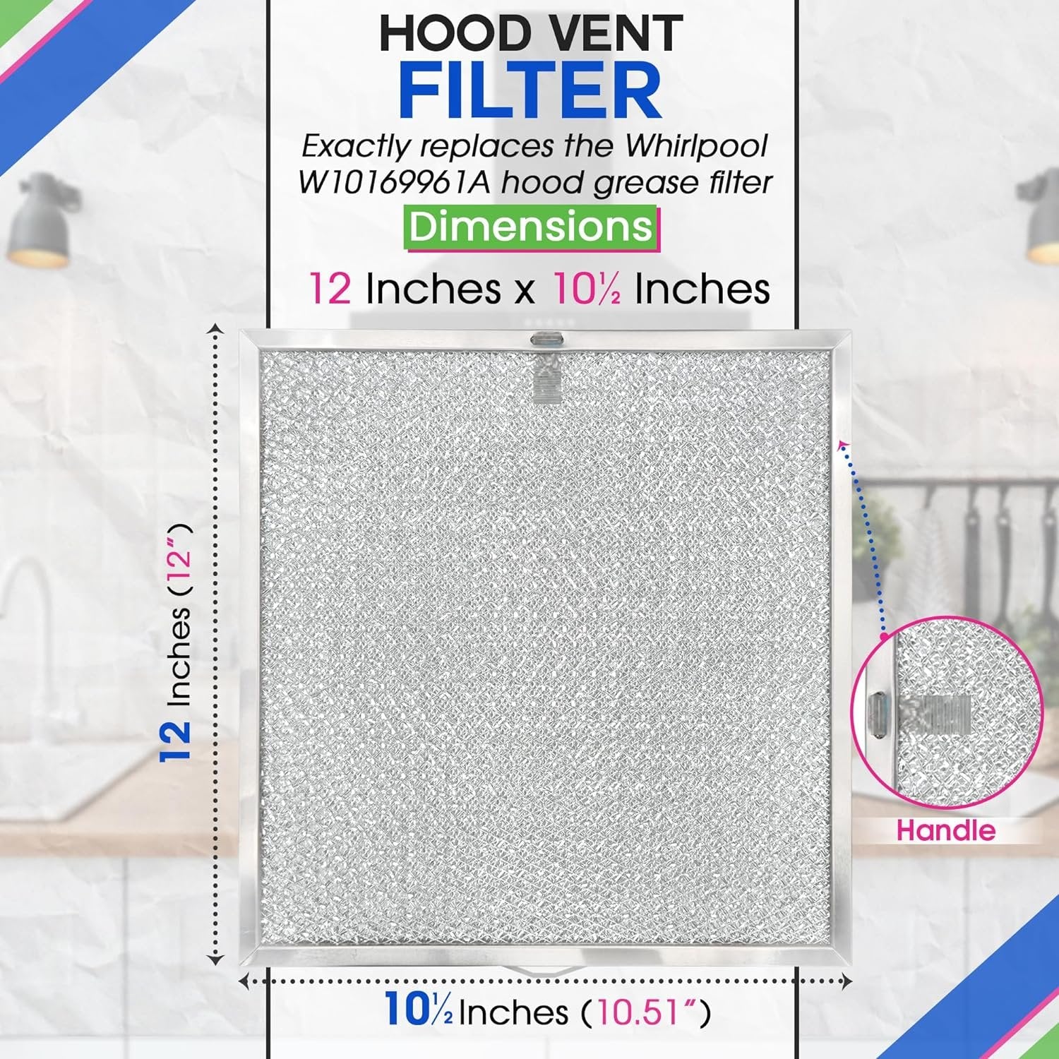 Range Hood Filter Replacement 11.60” x 11.22” Fits BPQTAF S99010316 Range Hood Filter - Aluminum Mesh Hood Vent Filter - Filters Air Entering Kitchen Stove Overhead Exhaust Fan Vent