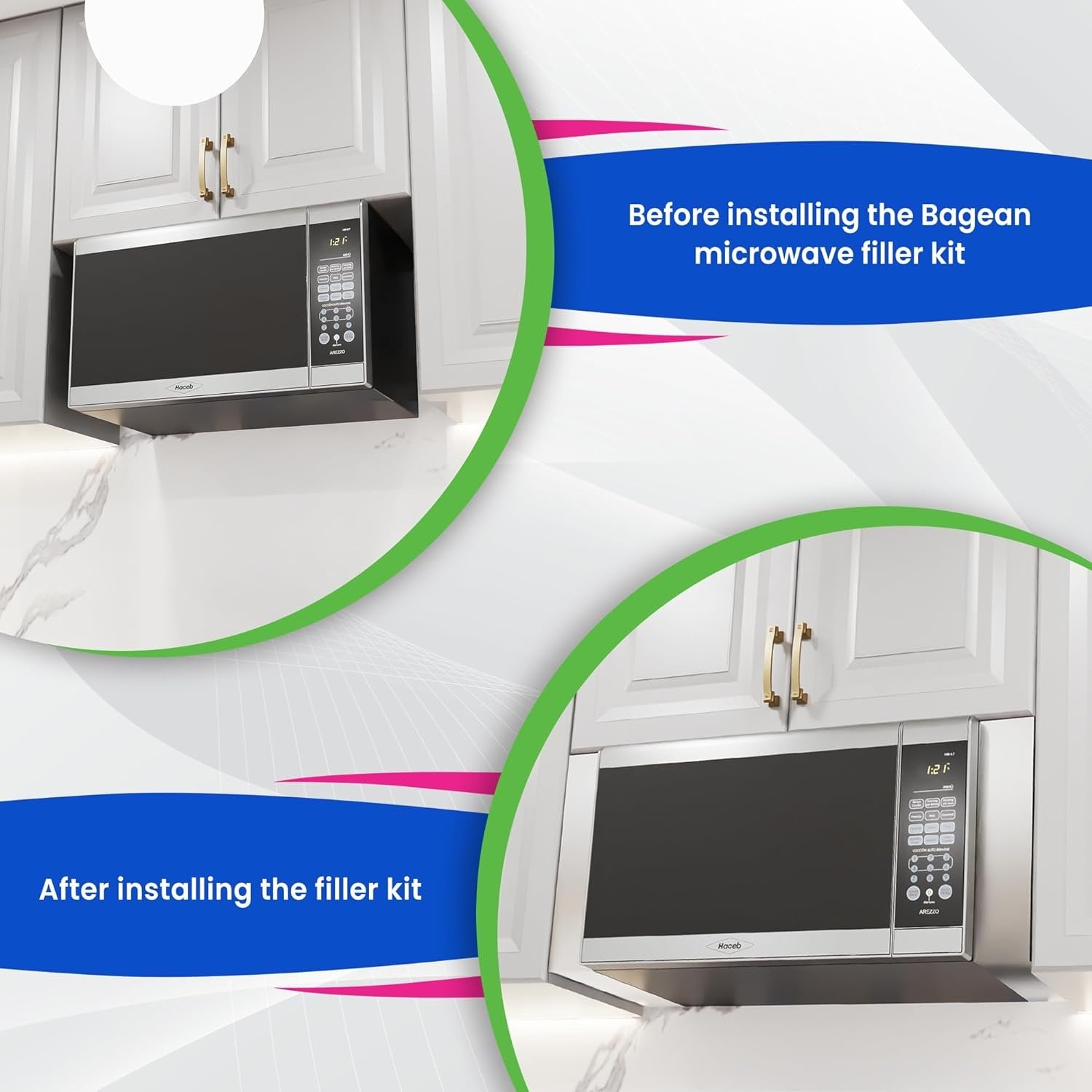 Microwave Filler Kit 2.95” Wide Stainless Steel Microwave Trim Kit Replaces W10164745 Whirlpool Microwave Trim Kit and Fits Most Brands - Fills Over the Range Oven Cabinet Gap - 17.25”D x 10.75”H