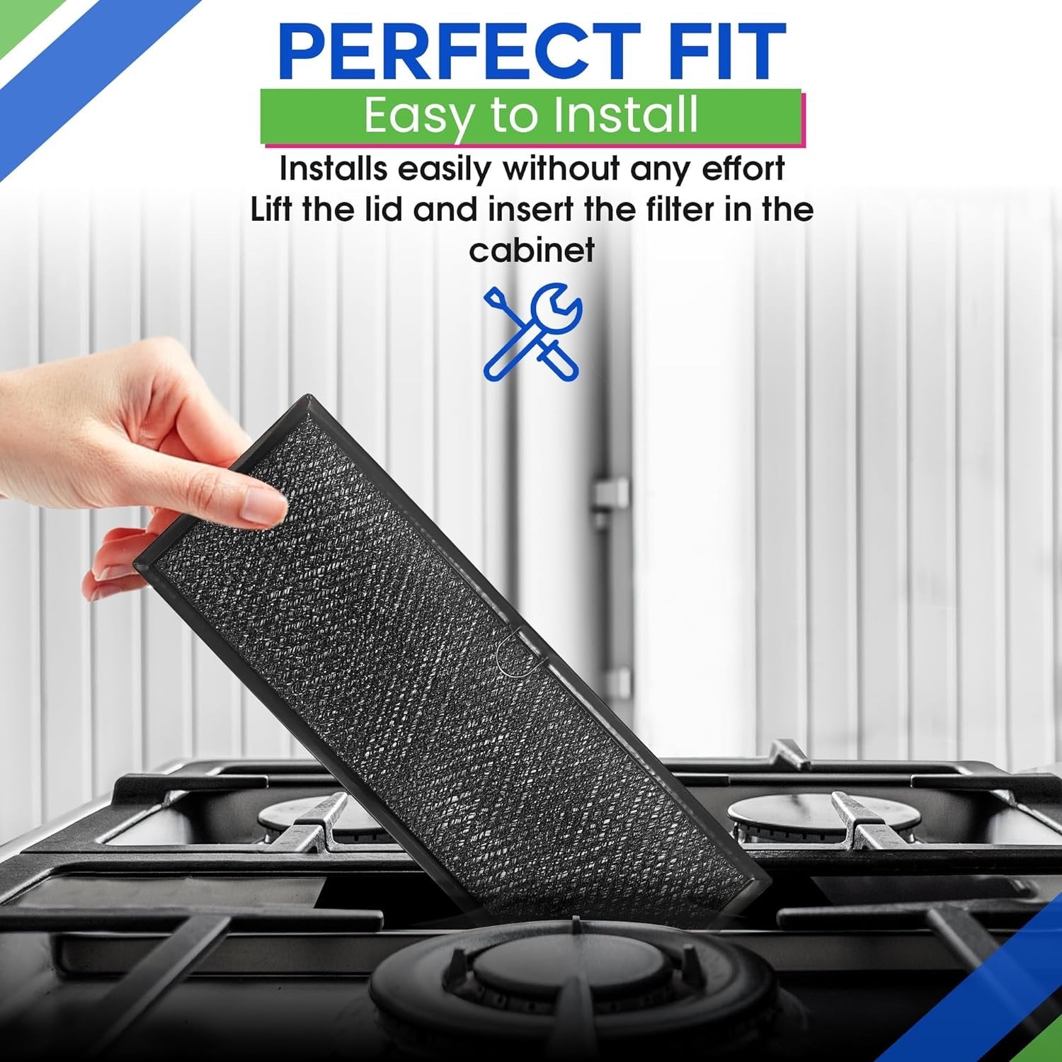 Downdraft Stovetop Filter 5.67” x 15.63” Replacement for Whirlpool Jennair W10240990 W10905834 Downdraft Filter Grease Screen for Cooktop Oven Vent - Blocks Grease From Entering Stovetop Vent (Black)