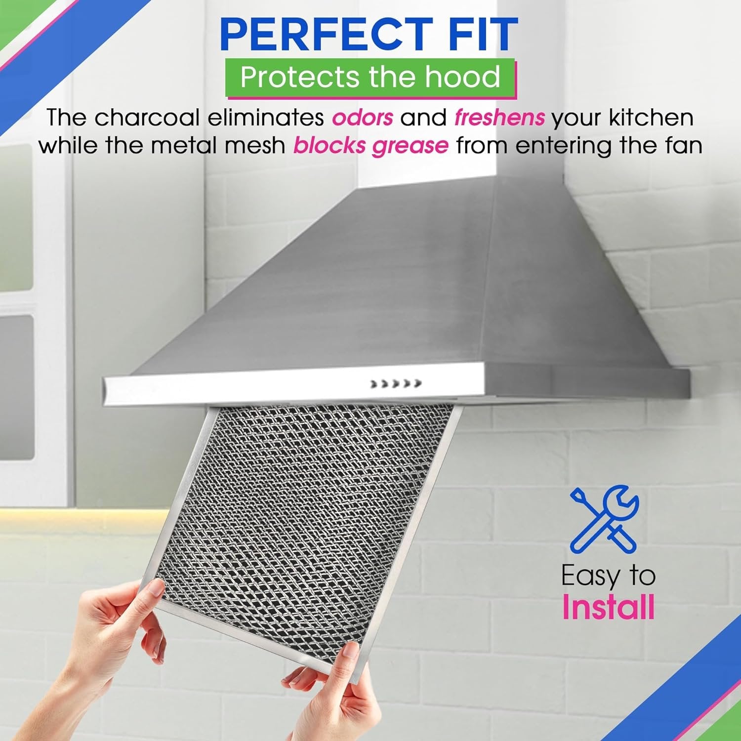 Range Hood Filter 8.50" x 11.25" for LL62F Combo Charcoal Grease Filter - Ductless Broan Range Hood Filter Replacement - Metal Mesh Screen Filters Grease and Carbon Freshens Kitchen Stove Air