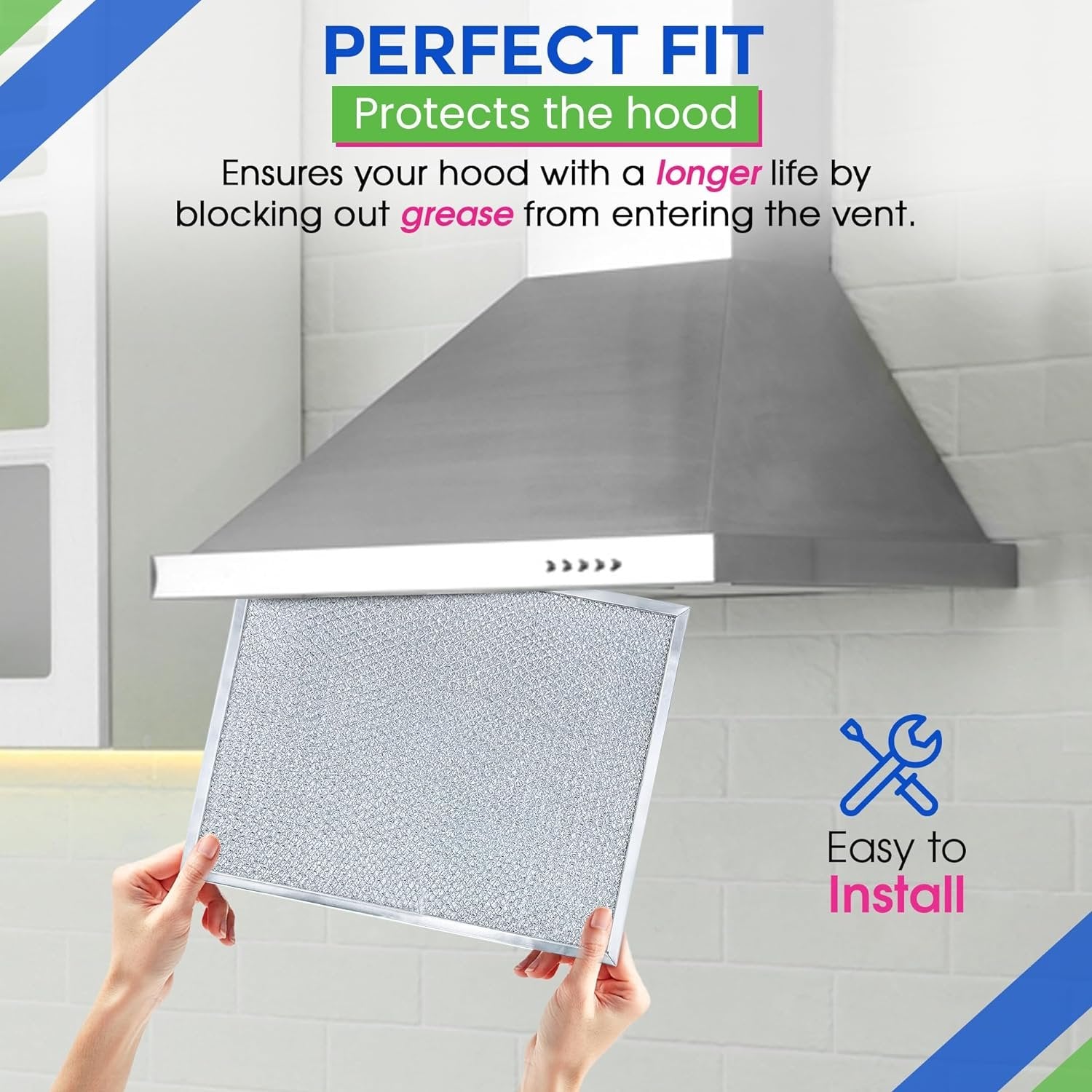 Range Hood Filter Replacement for BPS1FA30 11.8" x 14.3" Broan Range Hood Filter - Metal Screen Stove Vent Filter for Range Exhaust Hood - Filters for Kitchen Block Grease From Cooktop Overhead Air