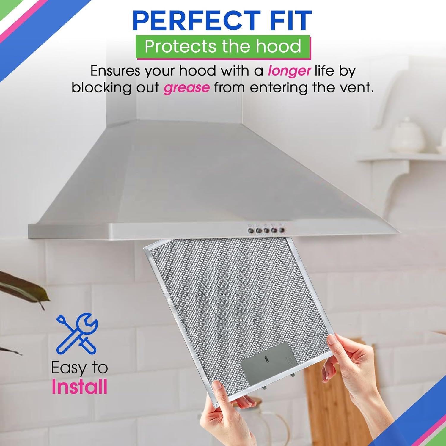 Range Hood Filter Replacement for SB08087294 11.75” x 9.40” Broan Range Hood Filter - Kitchen Exhaust Fan Aluminum Grease Filter for Range Hood - Filters Air Entering Stove Hood Vent Filter