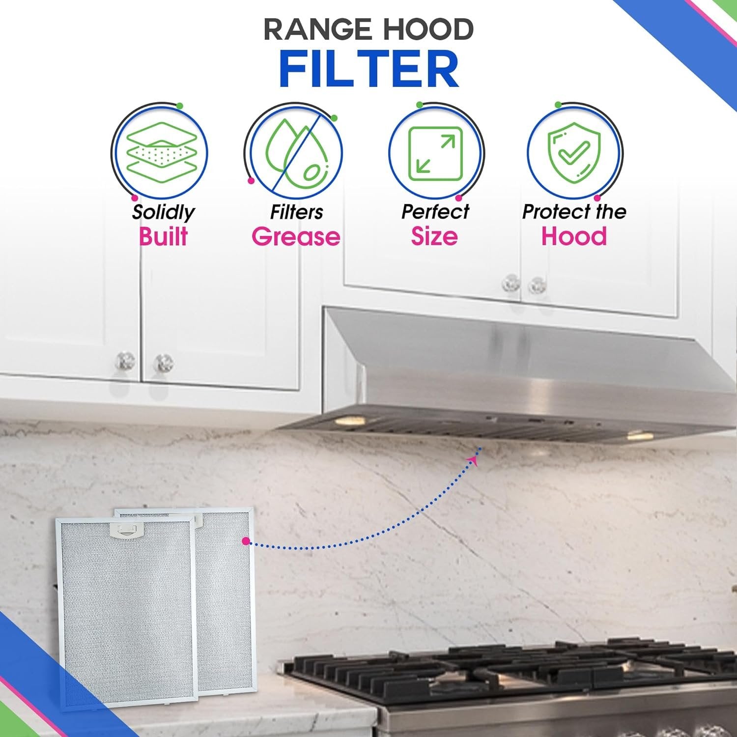 Range Hood Filter Replacement for BPPFA30 11.81" x 16.25" Broan Range Hood Filter - Metal Exhaust Fan Stove Hood Vent Filter for Range Hood - Filters the Kitchen Oven Grease From Entering Hood