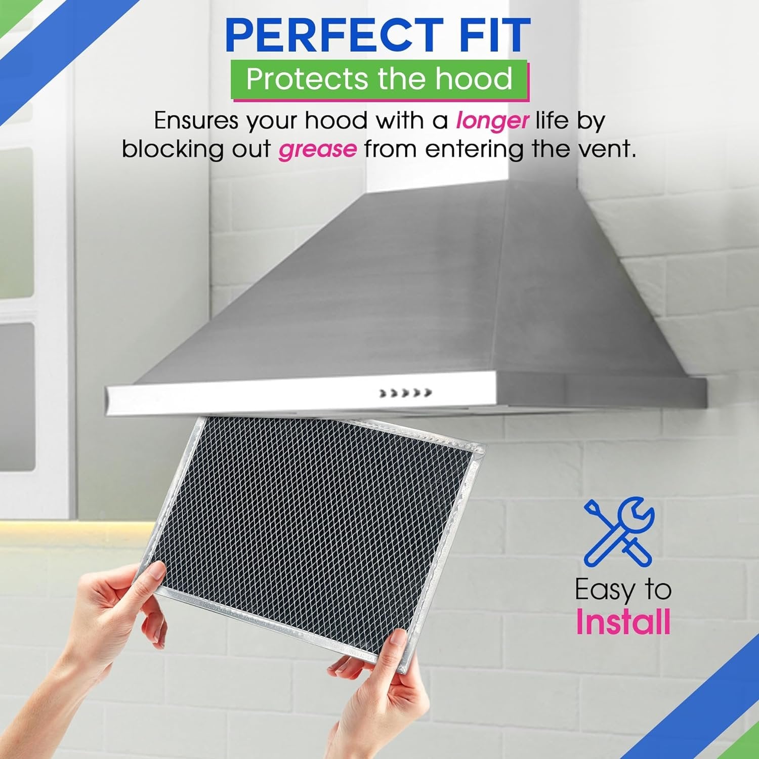 Charcoal Filter Replacement for W10412939 Whirlpool Range Hood Filter 11.02” x 9.73” - Ductless Kitchen Stove Overhead Charcoal Grease Filter Replaces Whirlpool Vent Hood Filter Carbon Filter