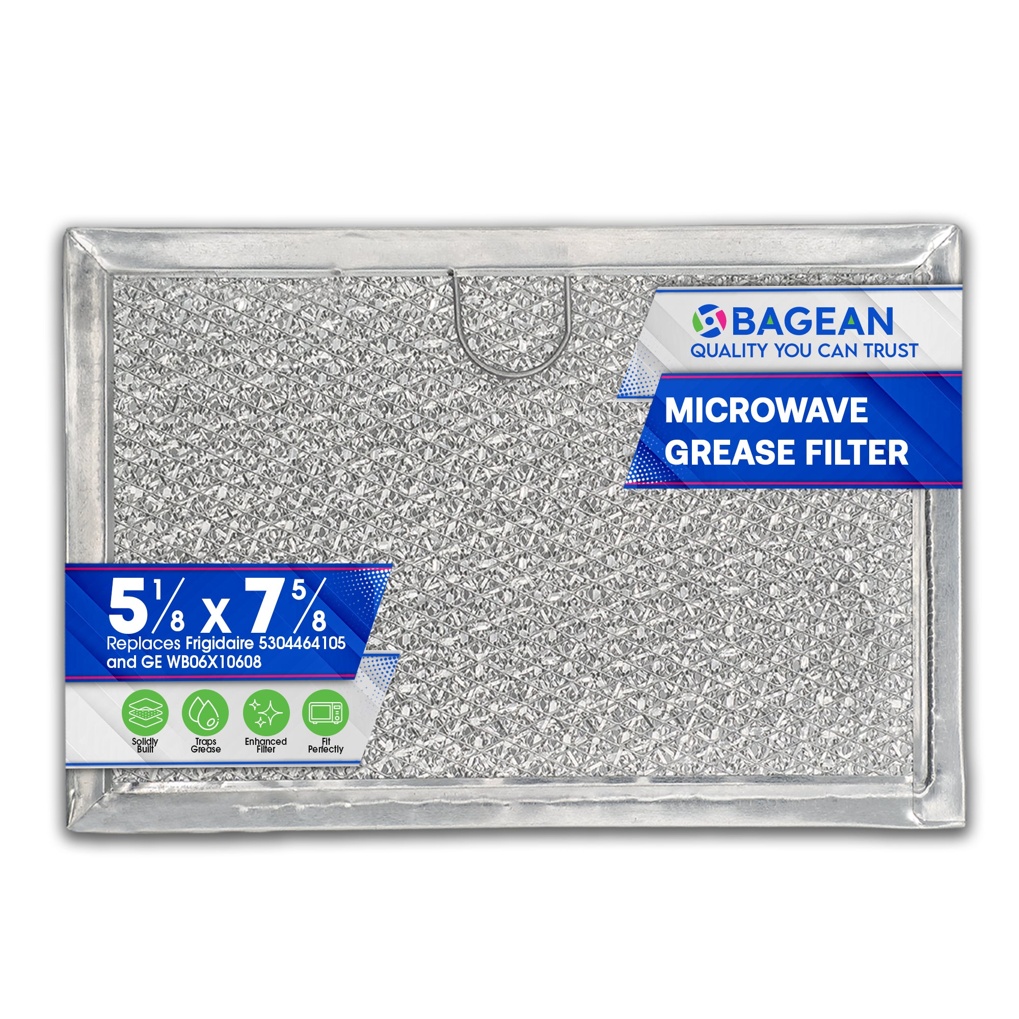 Microwave Filter Replacement 5.12” x 7.64” Fits Frigidaire 5304464105 WB06X10608 GE Microwave Filter - Aluminum Mesh Screen Grease Filter - Filters Air Entering Over the Range Oven Vent Fan (2-Pack)