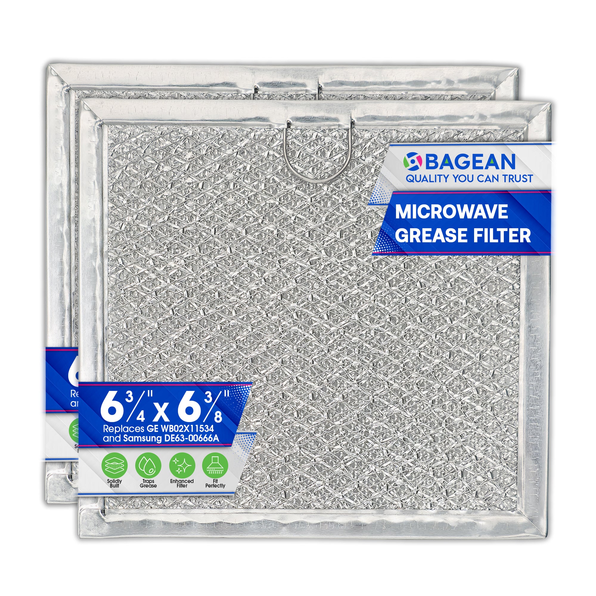 Microwave Filter replacement 6.81" x 6.34" Fits GE WB02X11534 Samsung DE63-00666A Microwave Grease Filter - Freshens and Filters Kitchen Air Entering the Over-the-Range Oven Stove Fan