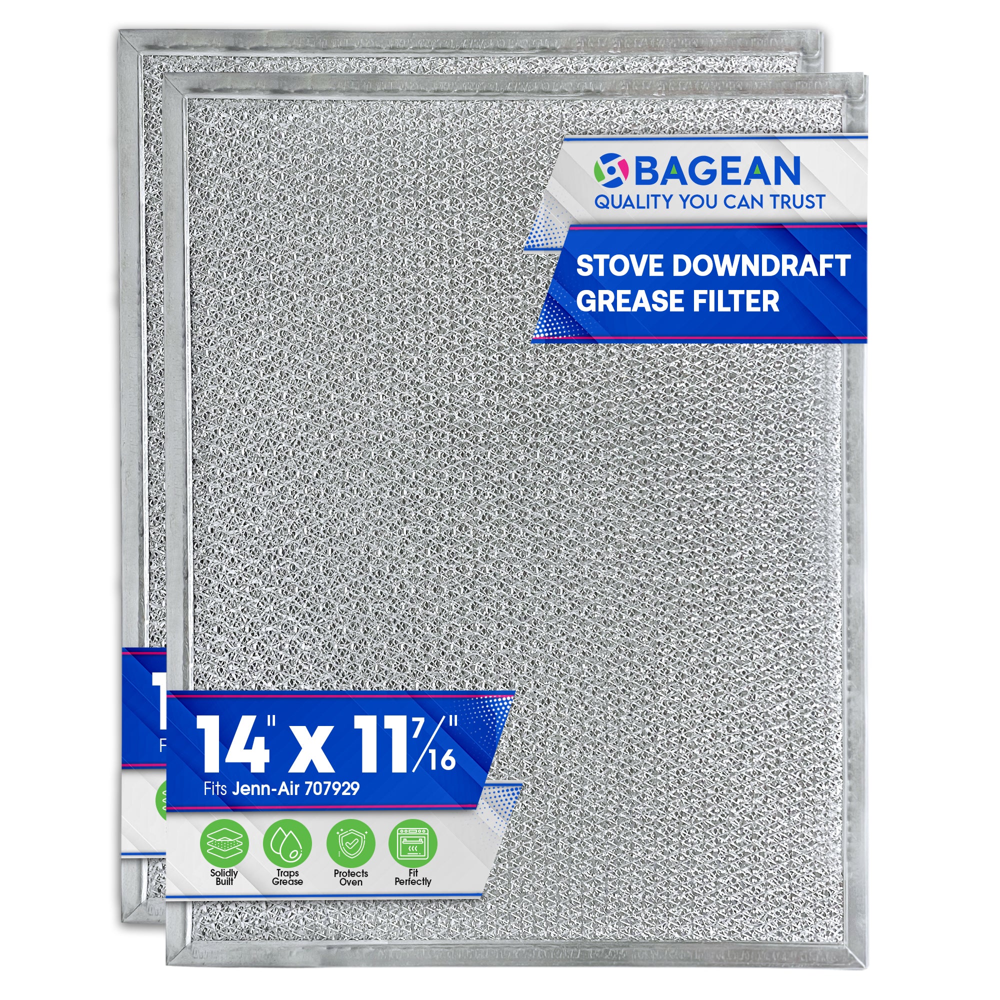 Downdraft Stovetop Filter Replacement for 707929 Jenn Air Filter Downdraft 14” x 11.4”- Grease Screen for Cooktop Fits Into Downdraft Jenair Stove Filter Vents - Blocks Grease Protecting the Oven