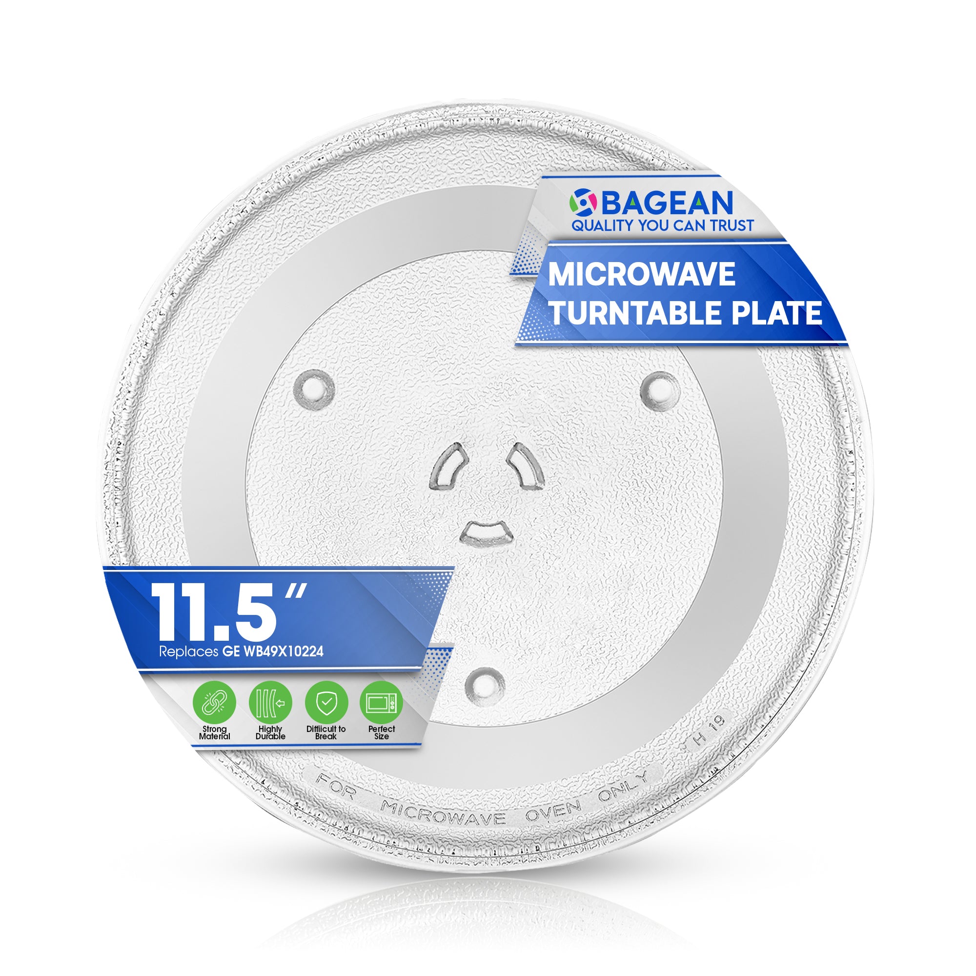 Microwave Plate Replacement 11.5” for GE WB49X10224 Microwave Glass Plate - Exactly Replaces Rotating Glass Microwave Turntable Plate - Oven Spinning Dish Tray For Better Reheating and Cooking