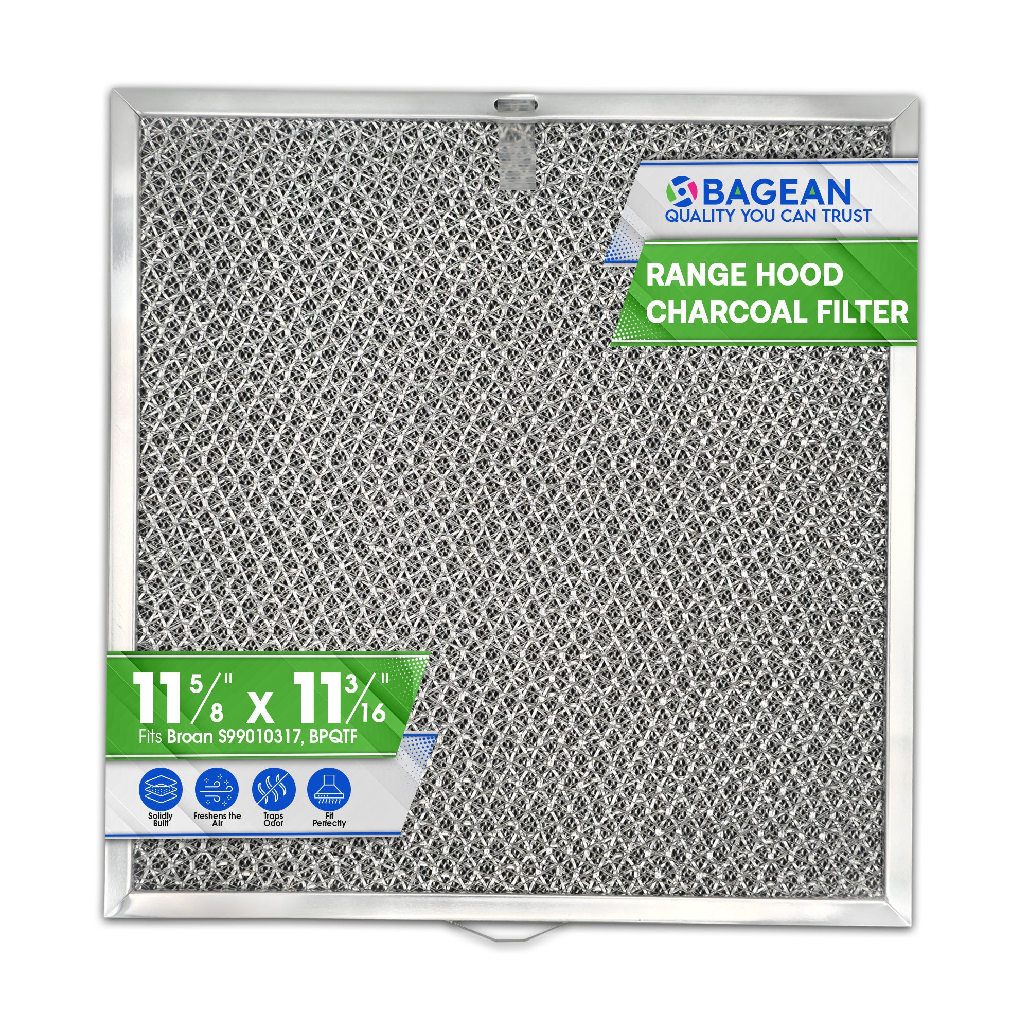 Range Hood Filter Replacement 11.6” x 11.2” BPQTF S99010317 Broan Charcoal Grease Filter Combo - Ductless Stove Vent Filter - Metal Mesh Blocks Grease and the Carbon Filters Kitchen Oven Air