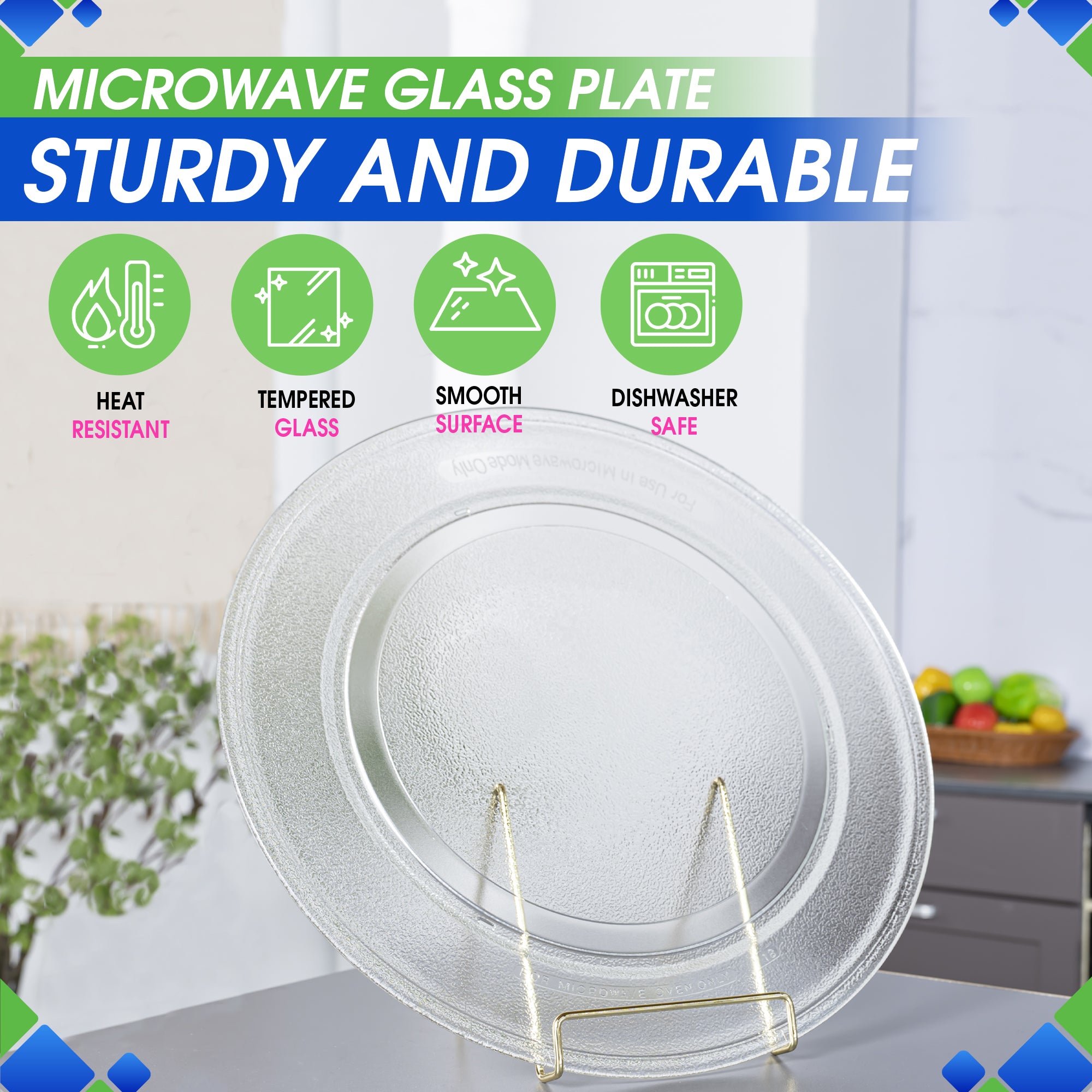 Microwave Plate Replacement 16 inch Fits WB49X10166 GE Microwave Turntable Plate - Exactly Replaces Rotating Replacement Microwave Glass Plate - Oven Dish Tray For Better Reheating and Cooking